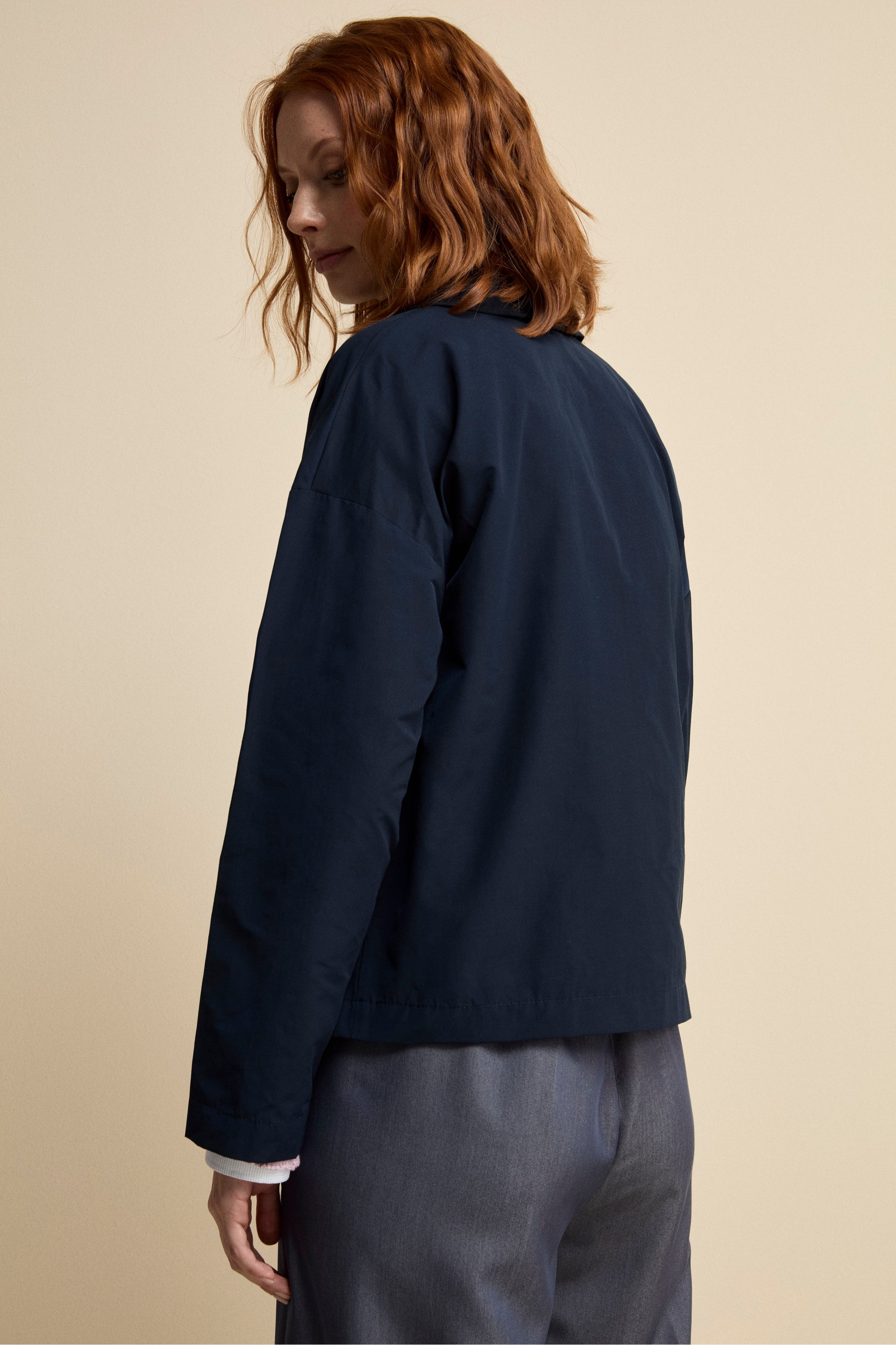 Giacca Impermeabile Sfoderata in Misto Cotone - BLU