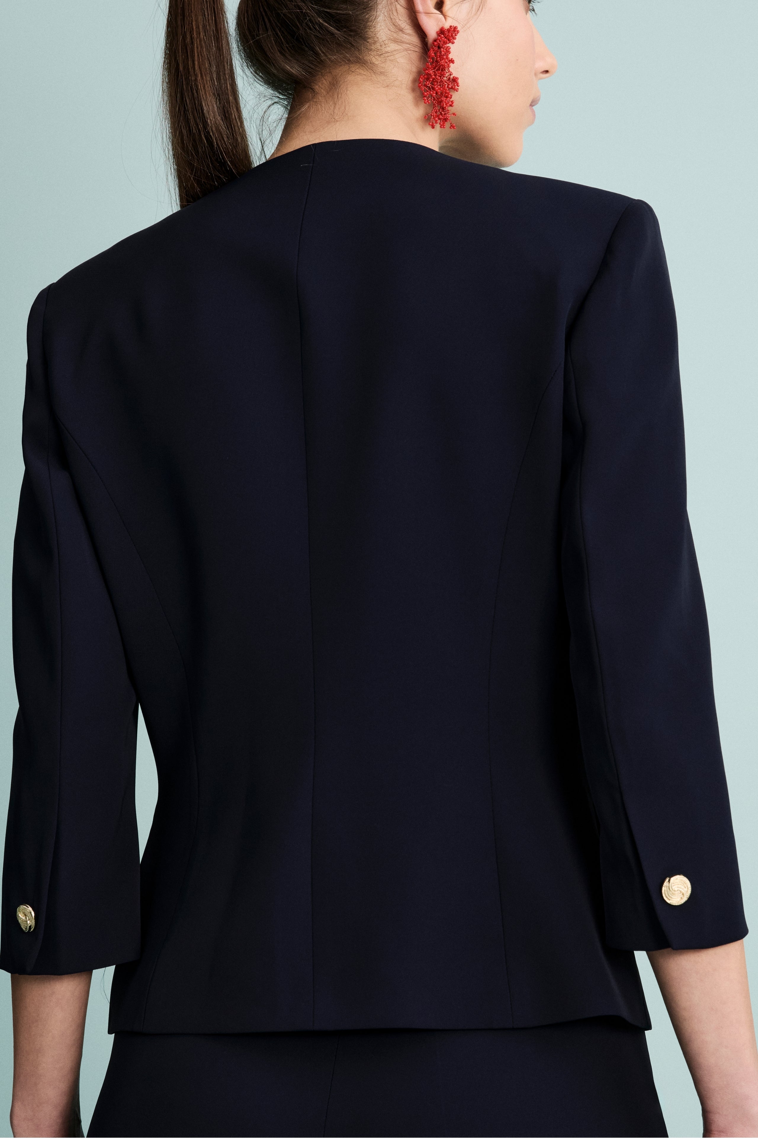 Blazer Elegante con Scollo Ampio - BLU