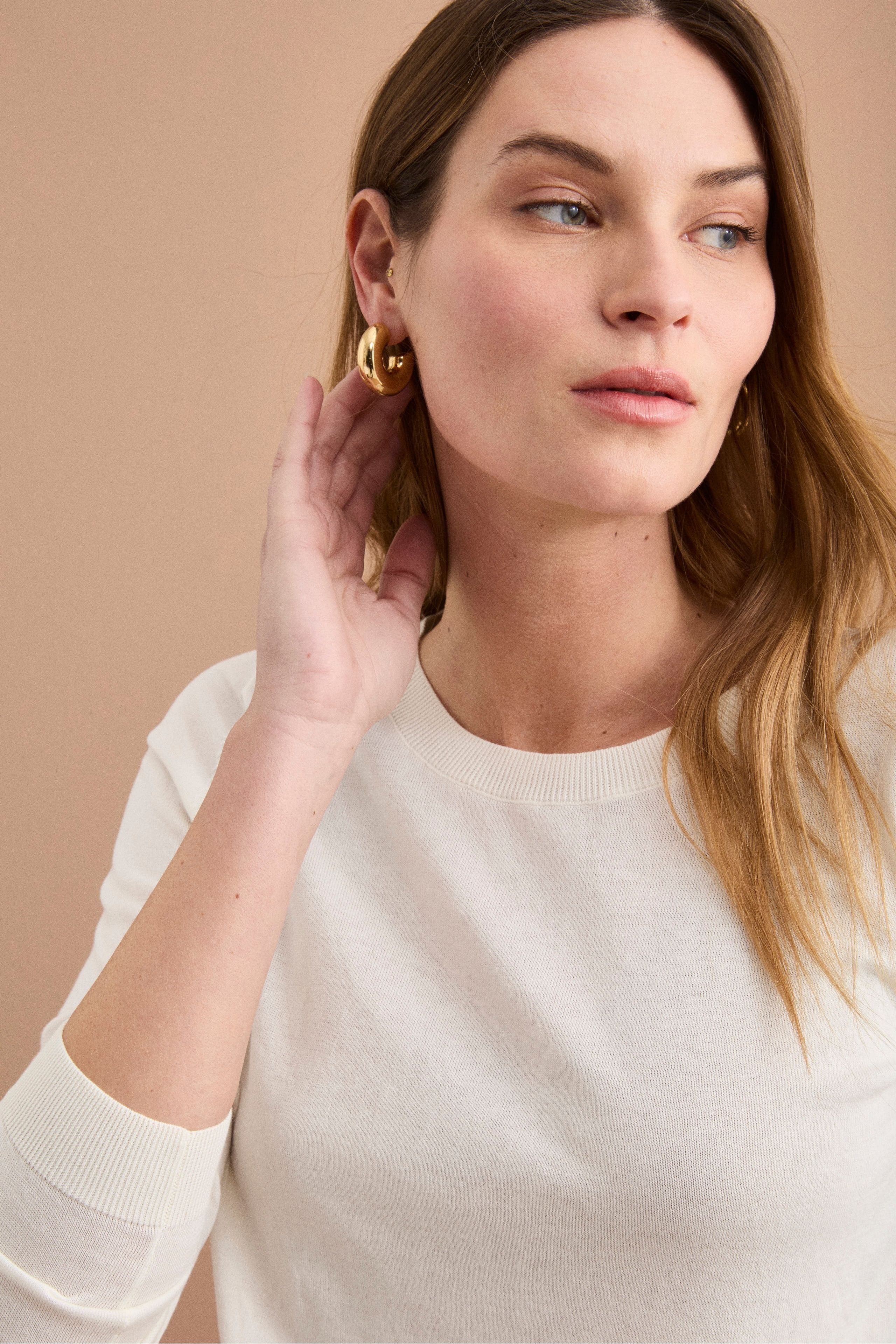 Maglia Girocollo Boxy in Cotone - PANNA