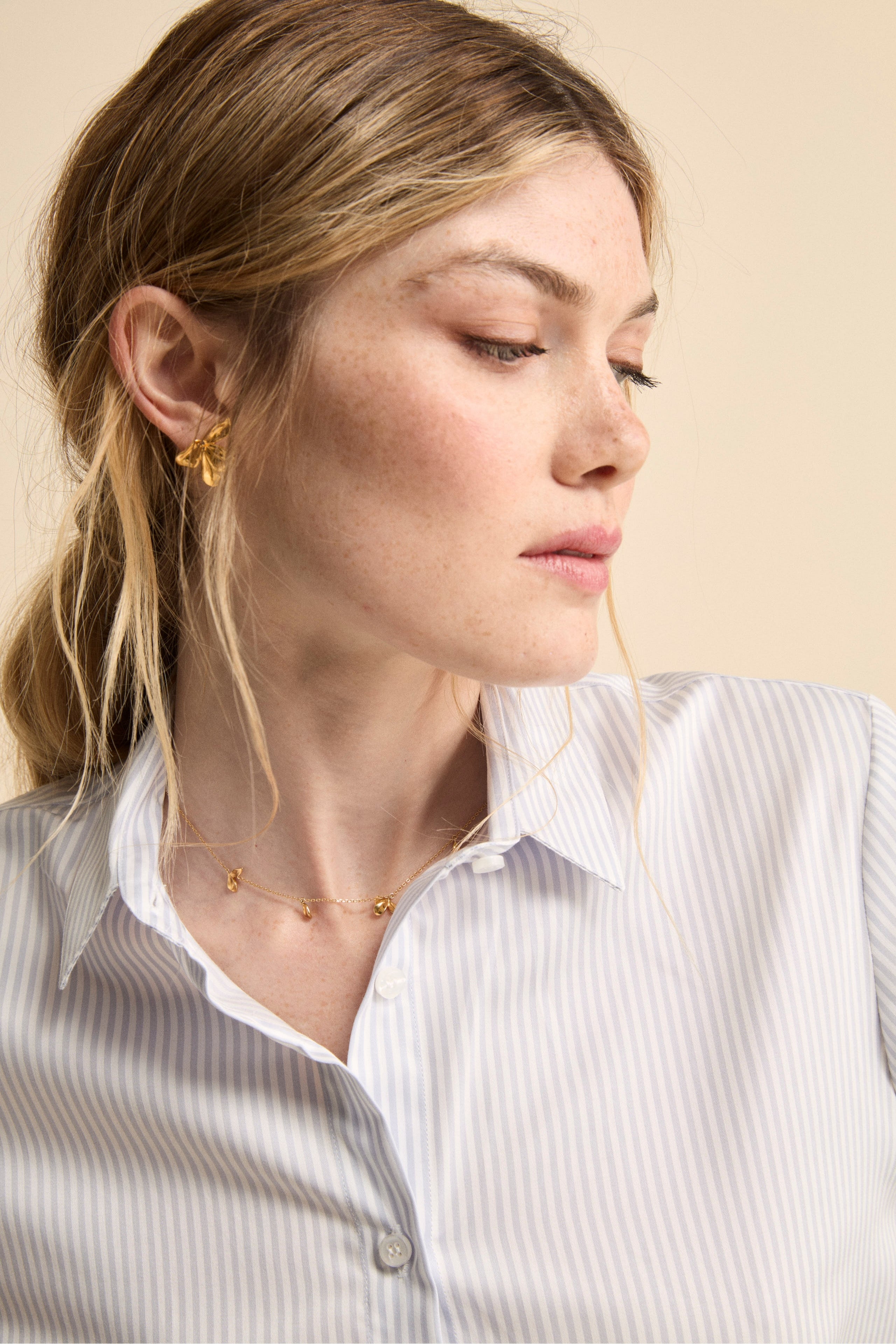 Camicia Boxy Fantasia in Cotone - GRIGIO RIGATO