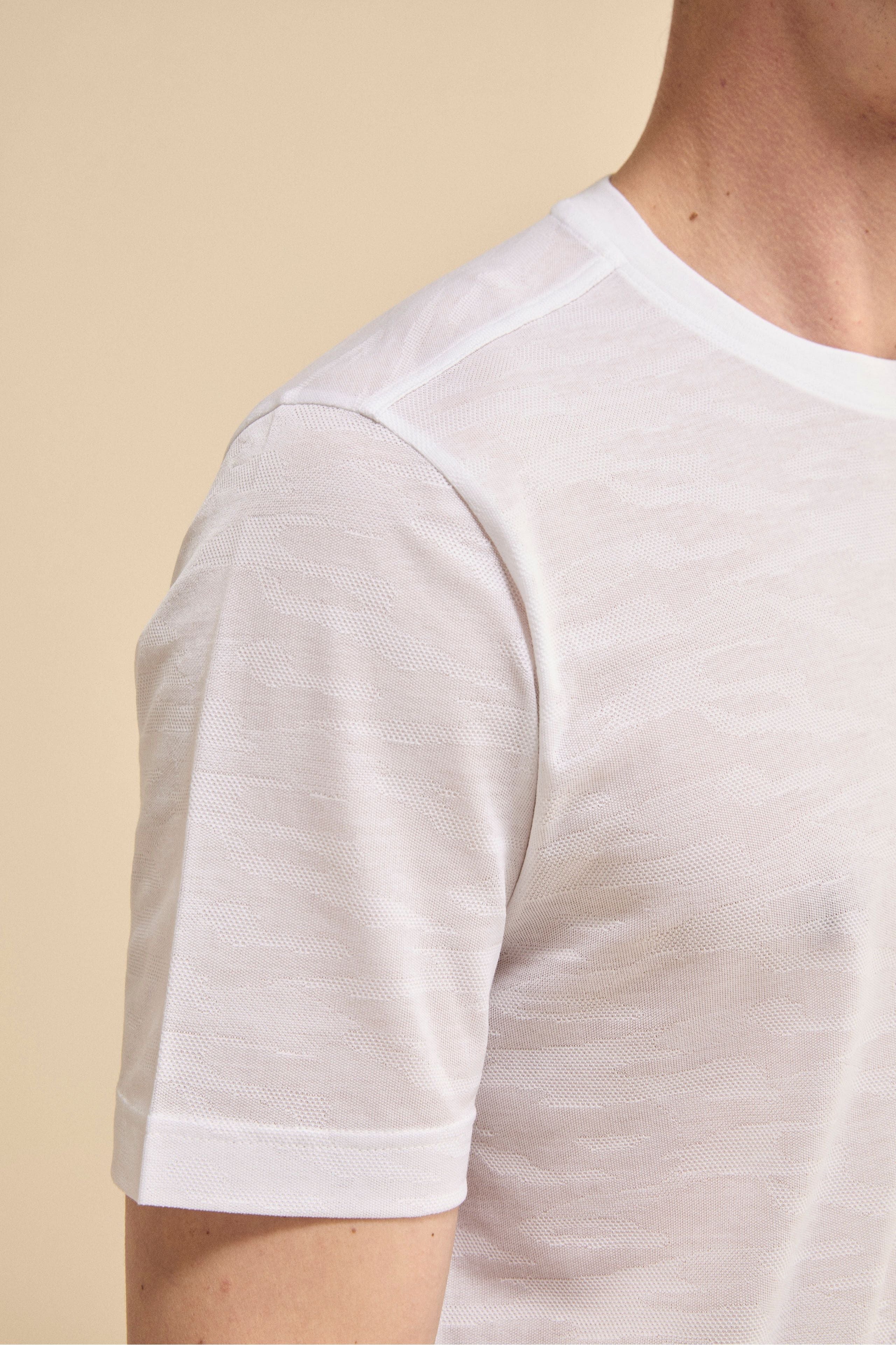 T-shirt in Filo di Scozia Motivo Jacquard - BIANCO