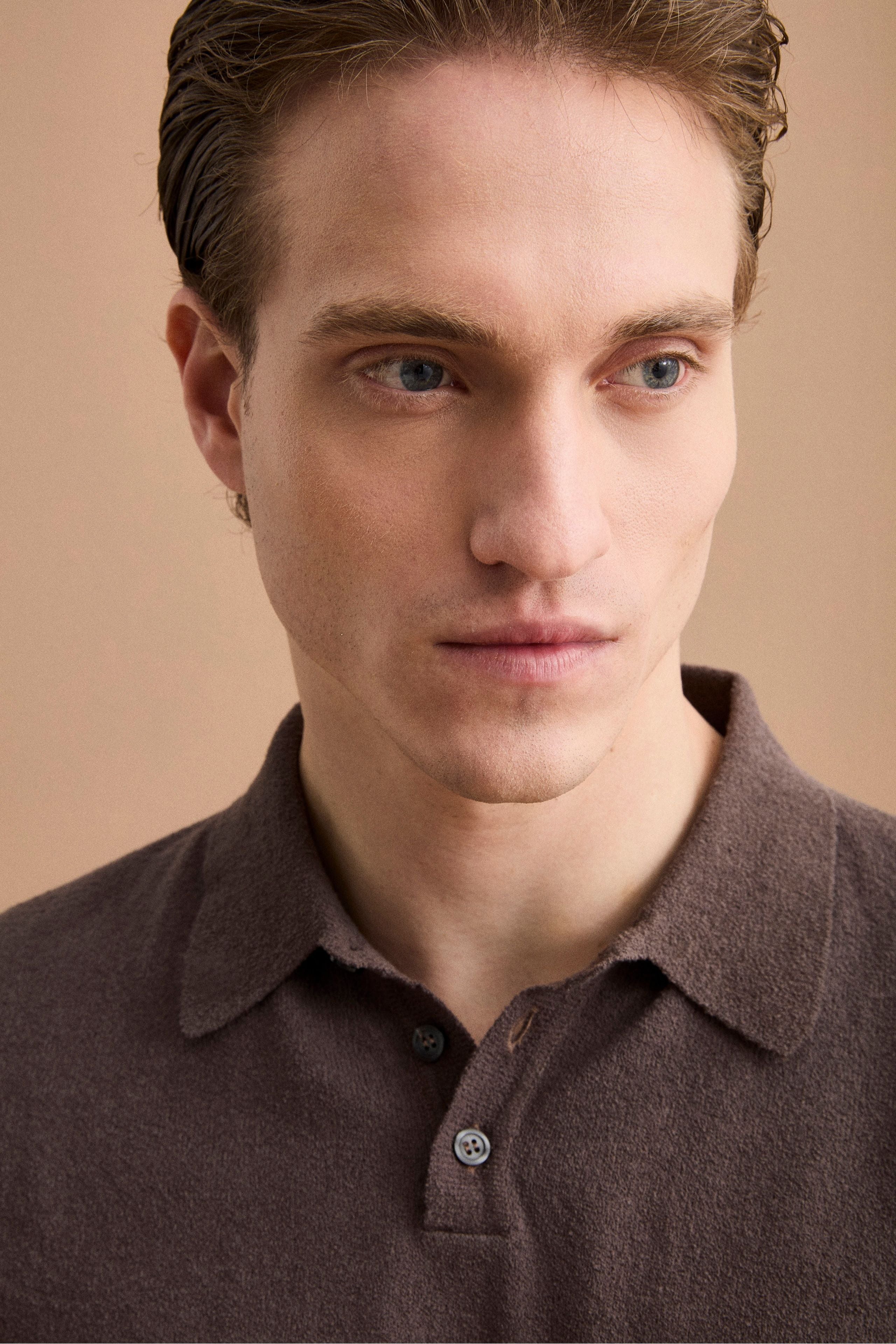 Bouclé-Poloshirt aus Frottee - braun