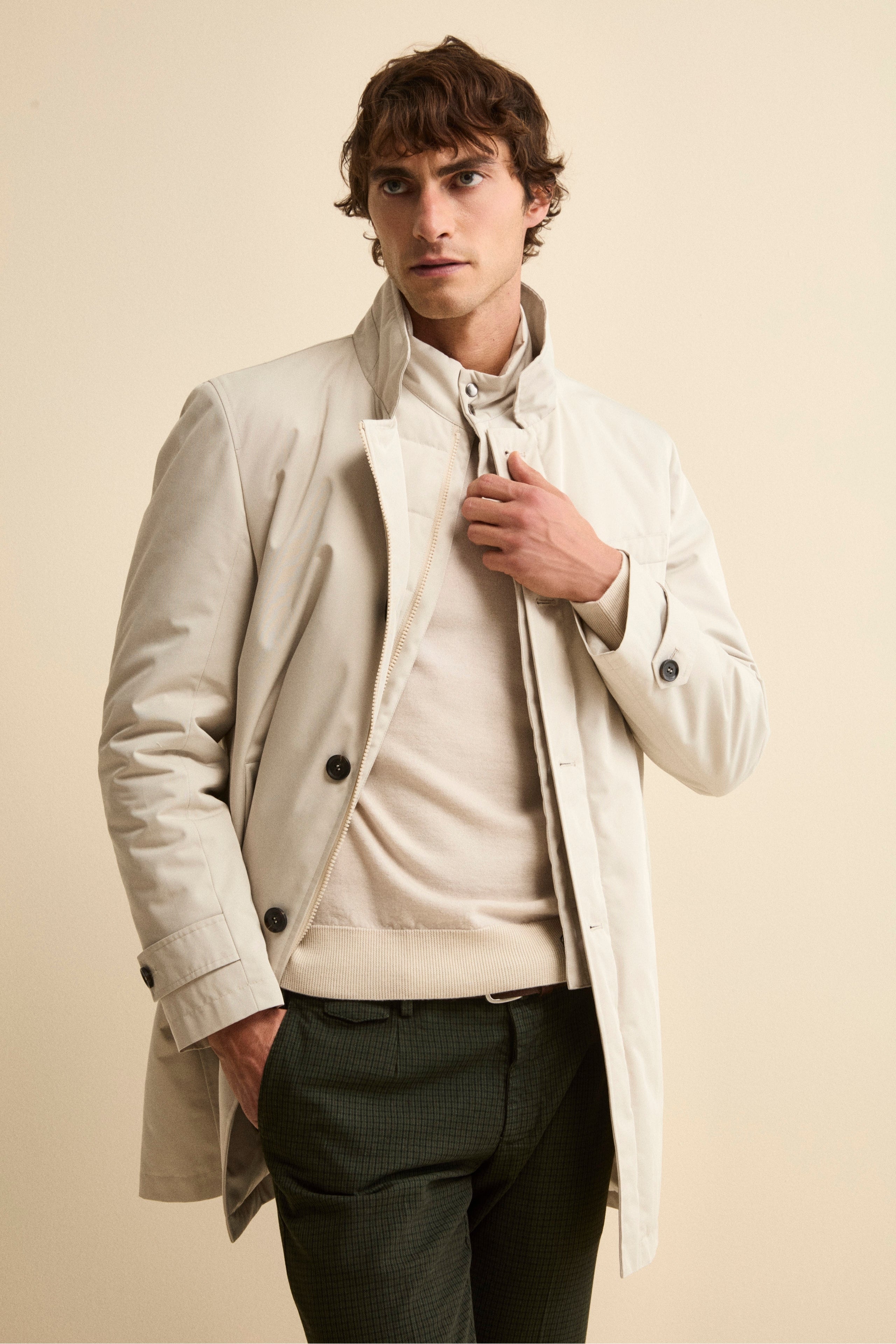 Raincoat with placket - Light grey