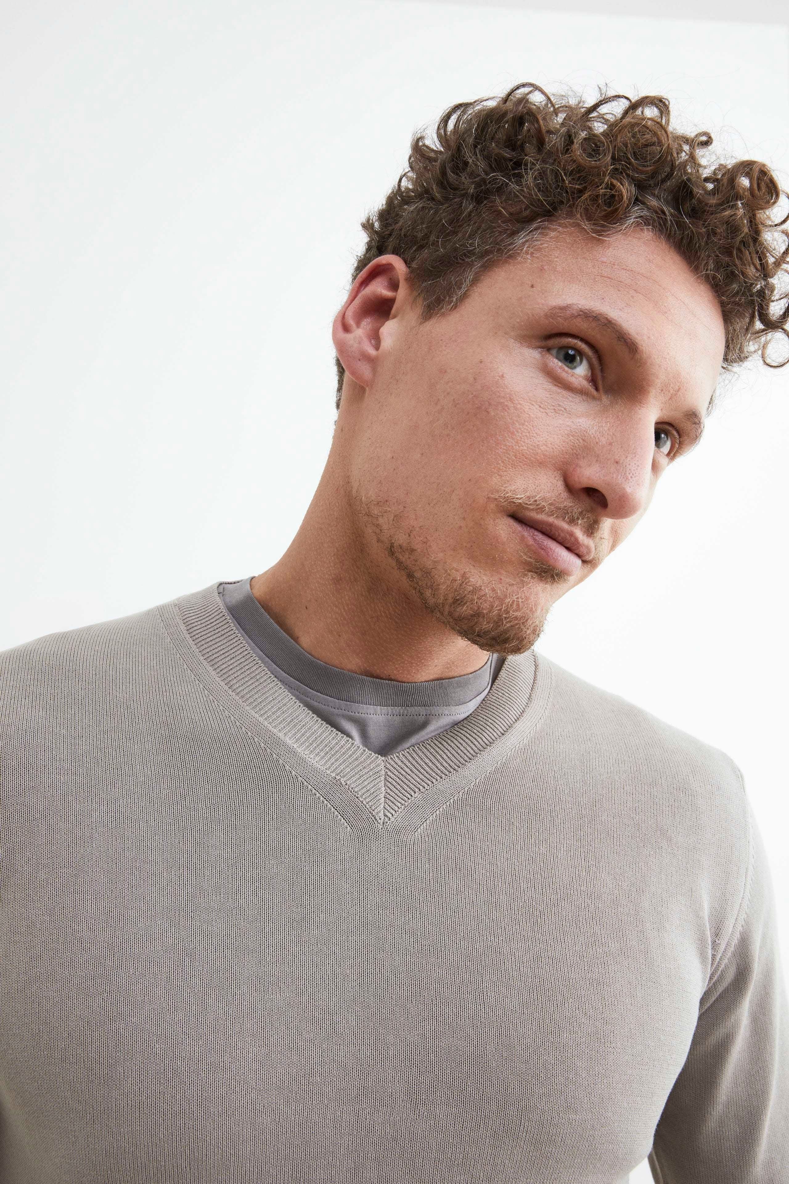 Maglia scollo a V - SABBIA