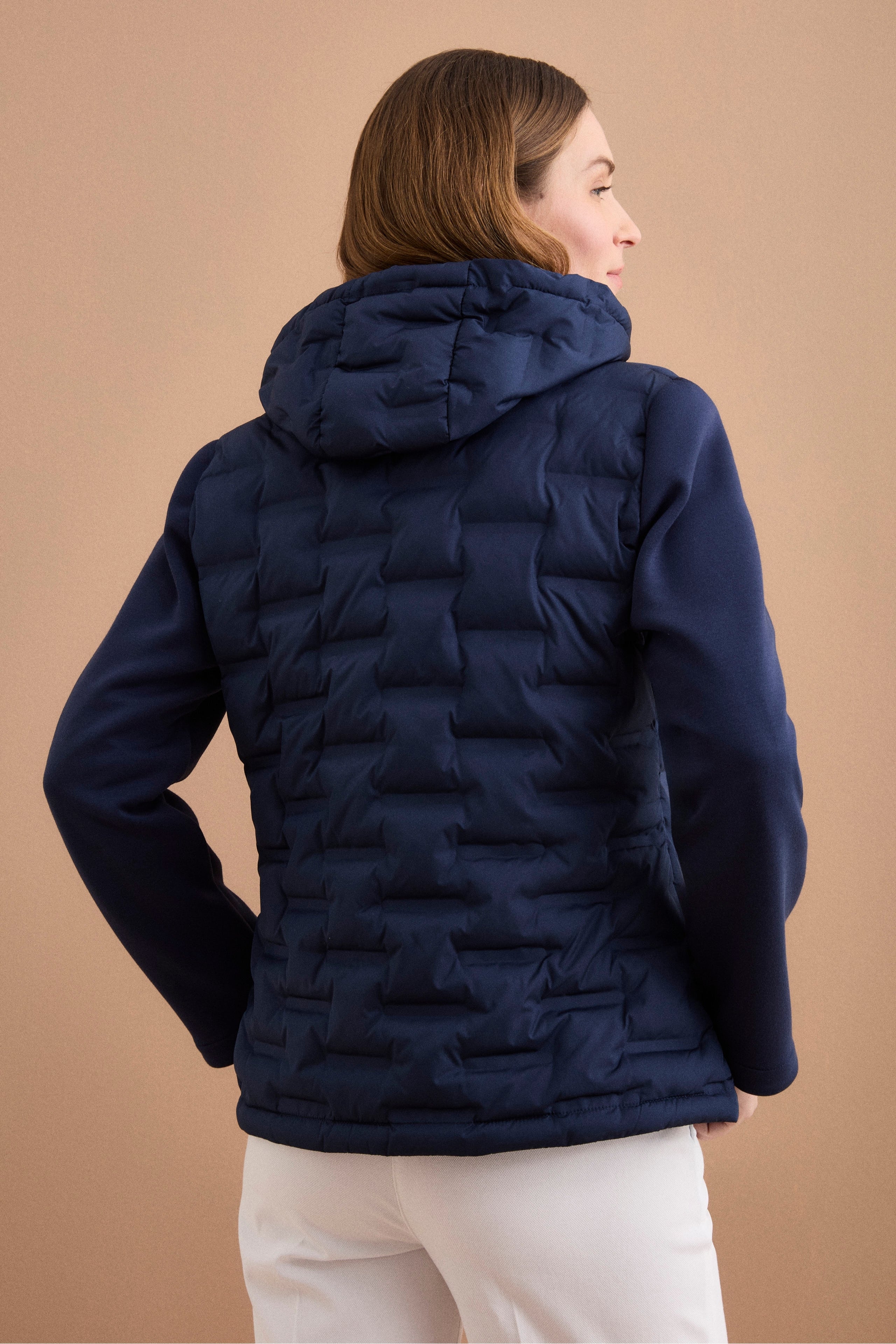 Giubbino Trapuntato Doppio Tessuto con Cappuccio - BLU