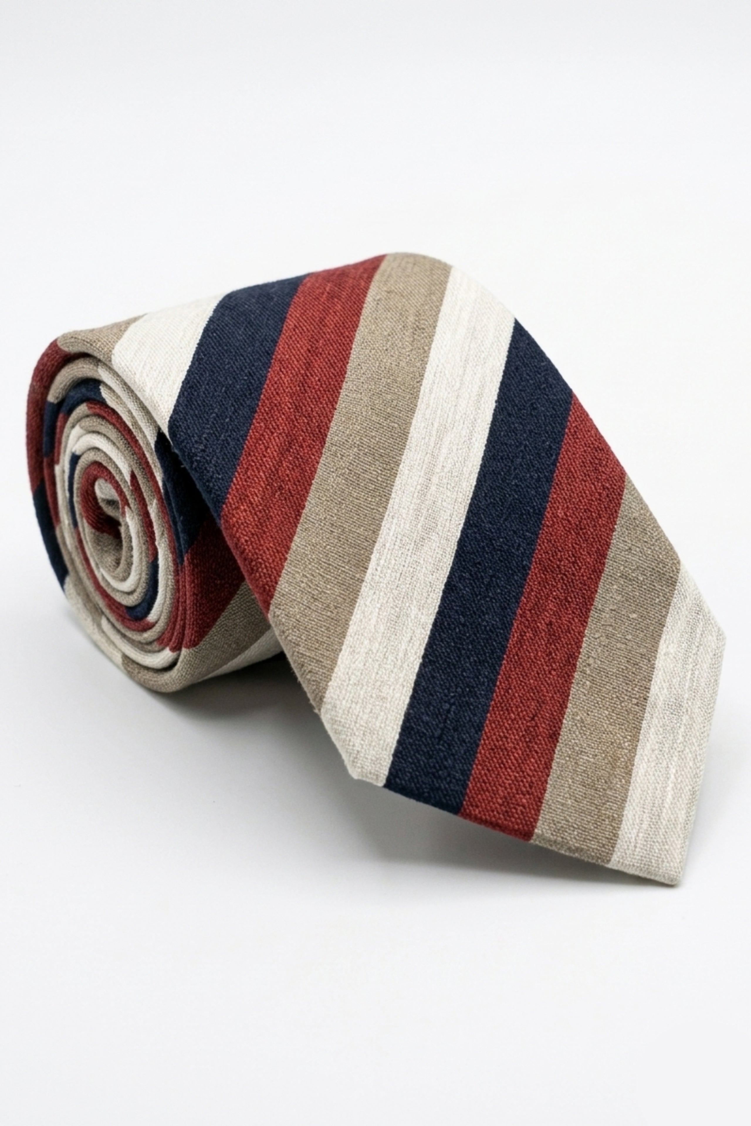 Cravate Jacquard en Soie à Rayures - Rayures bleu-rouge