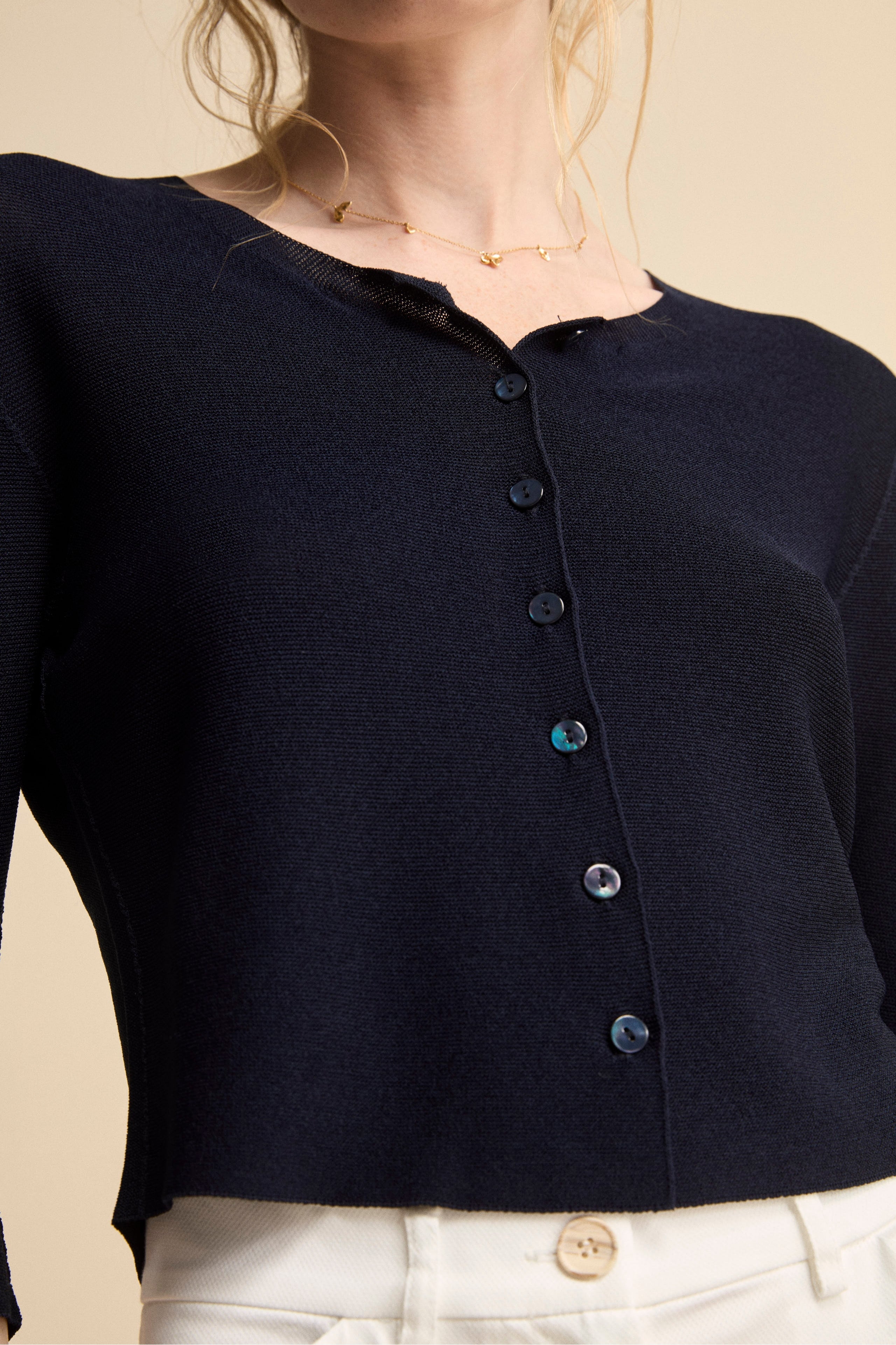 Cardigan corto con bottoni - BLU