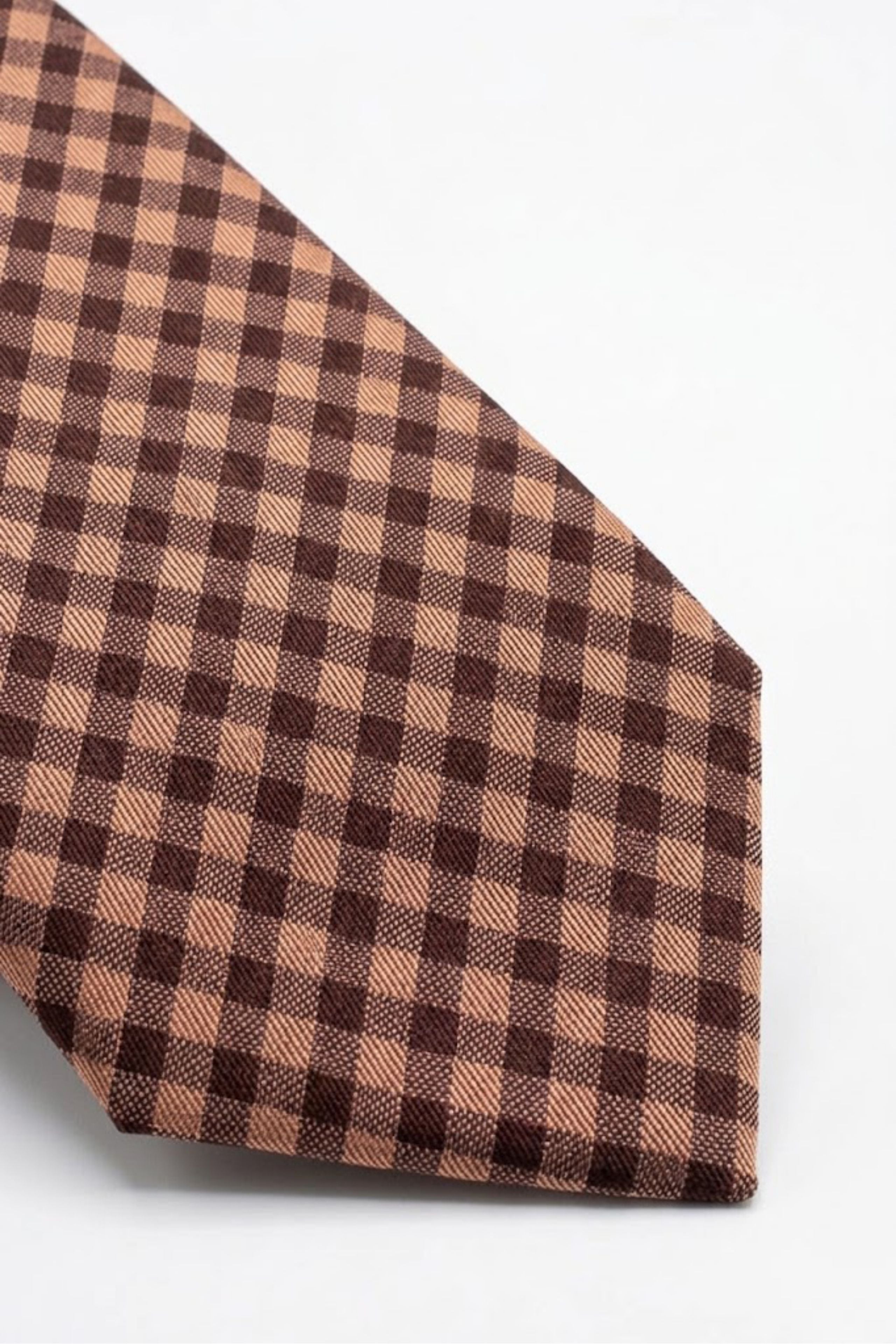 Cravate en Soie Pied-de-Poule - Chèque rouge