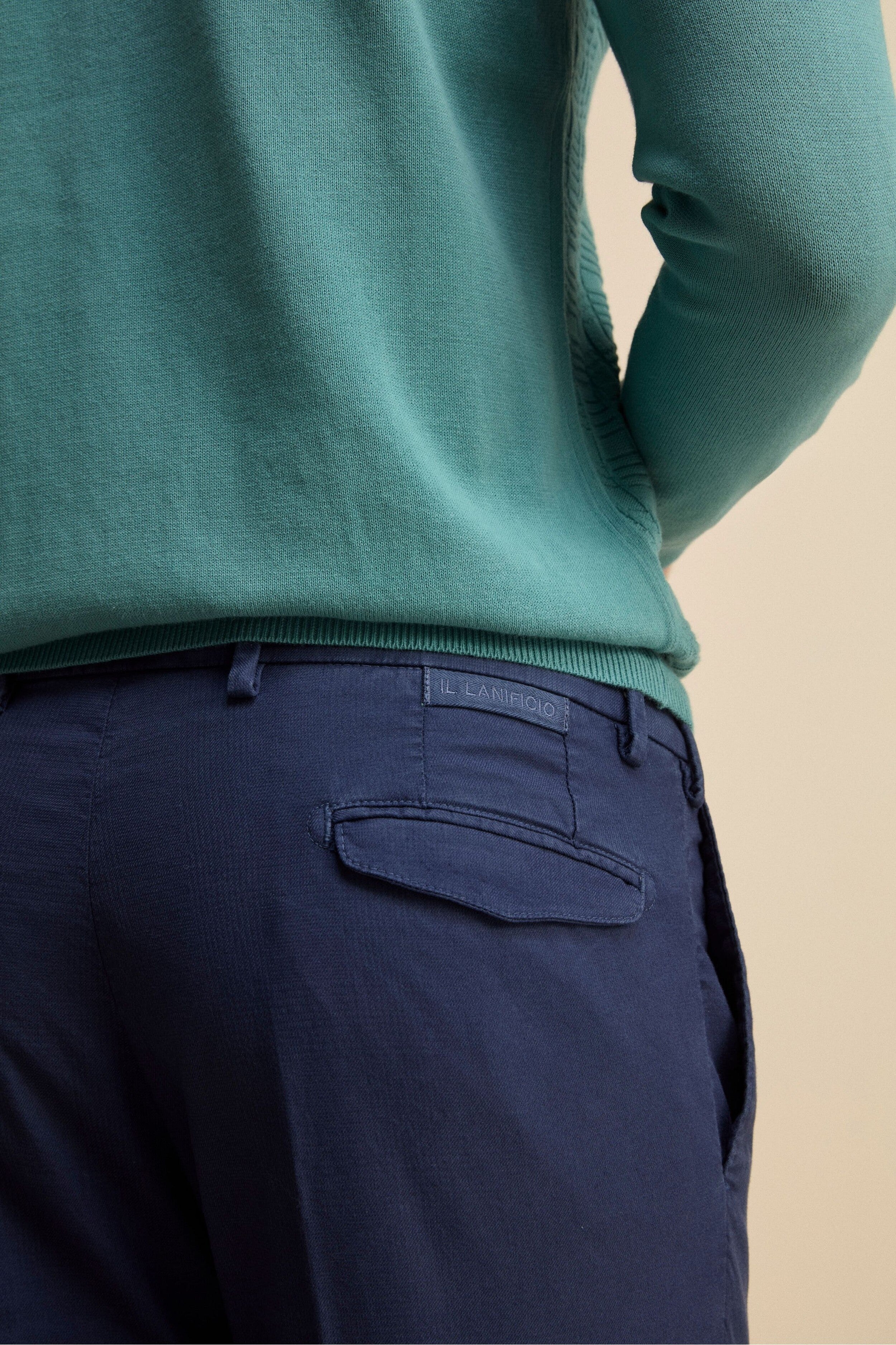 Pantalone Slim Fit in Cotone con Taschino - BLU