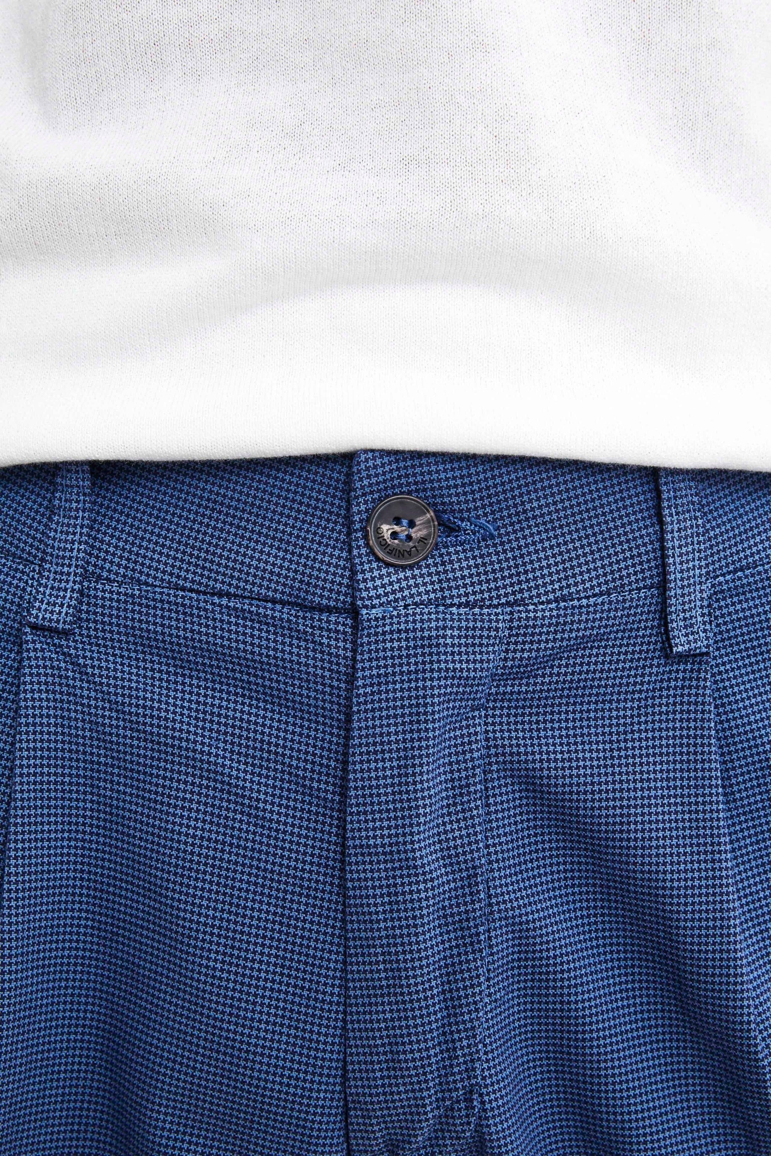 Pantalone fantasia in cotone - BLU APERTO
