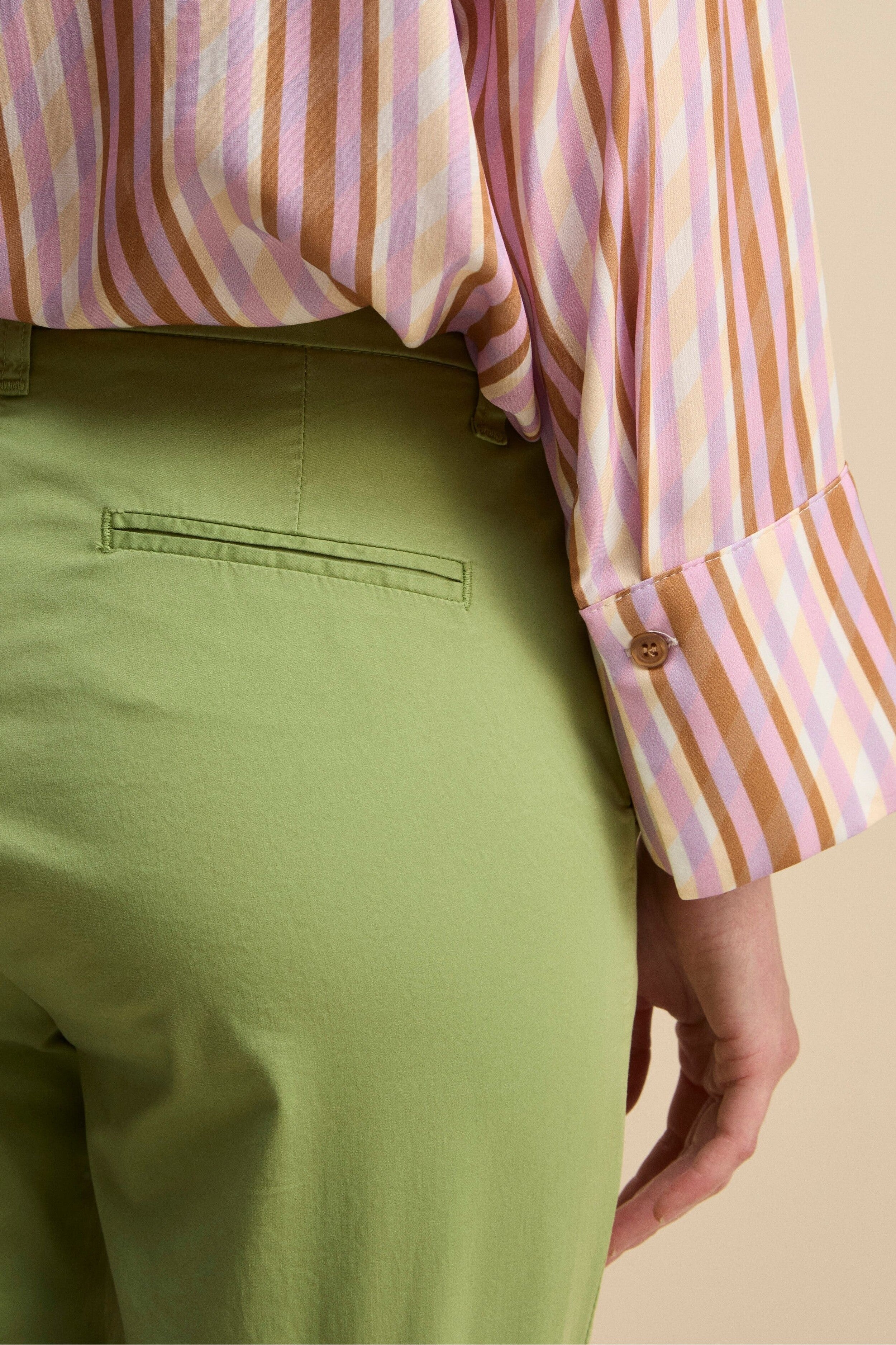 Pantalone Cropped in Cotone - PISTACCHIO