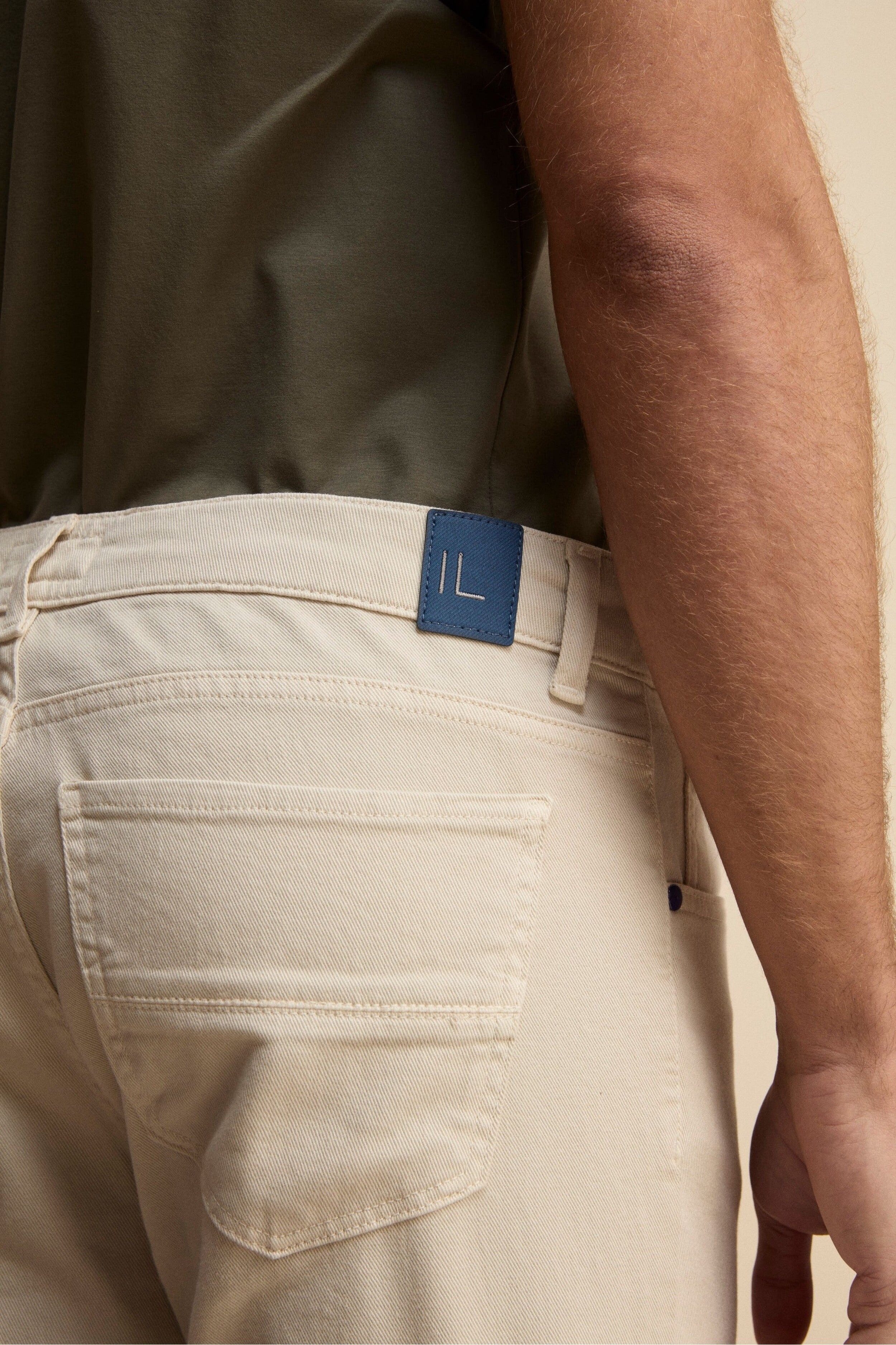 Pantalone Slim Fit Cinque Tasche in Denim - BURRO