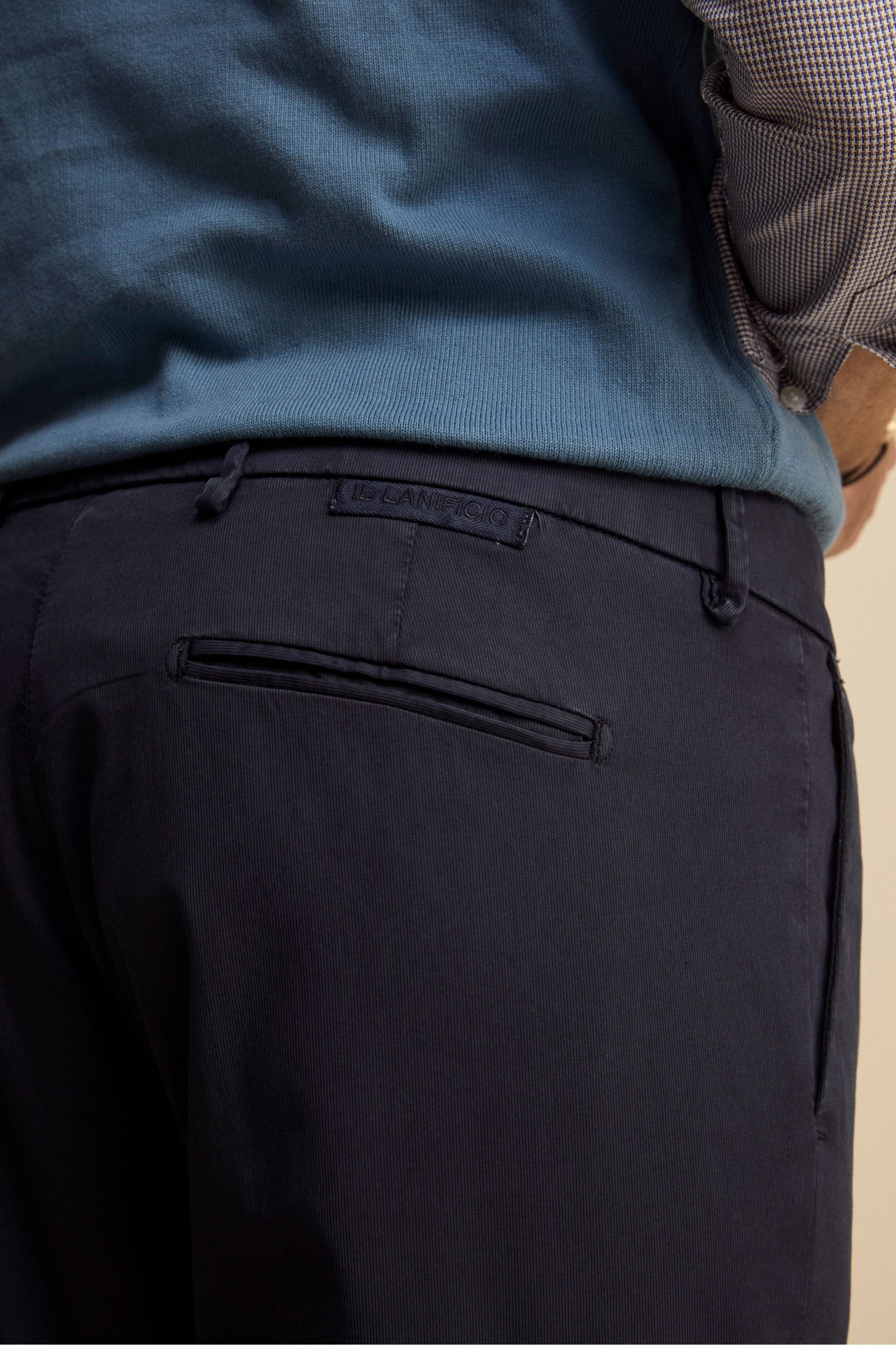 Pantalone Carrot in Cotone Piquet - BLU