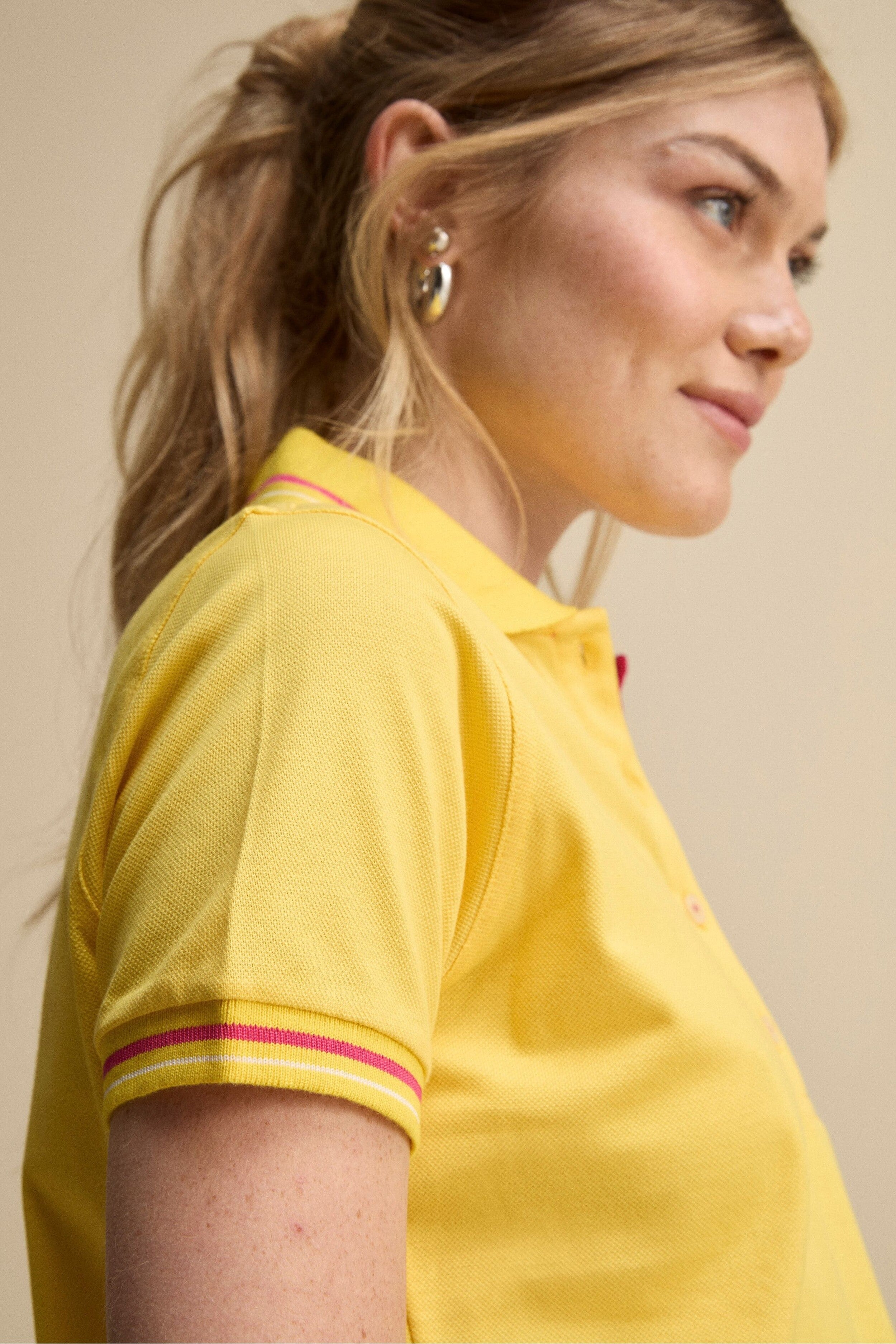 Polo Mezza Manica in Cotone Piquet - GIALLO