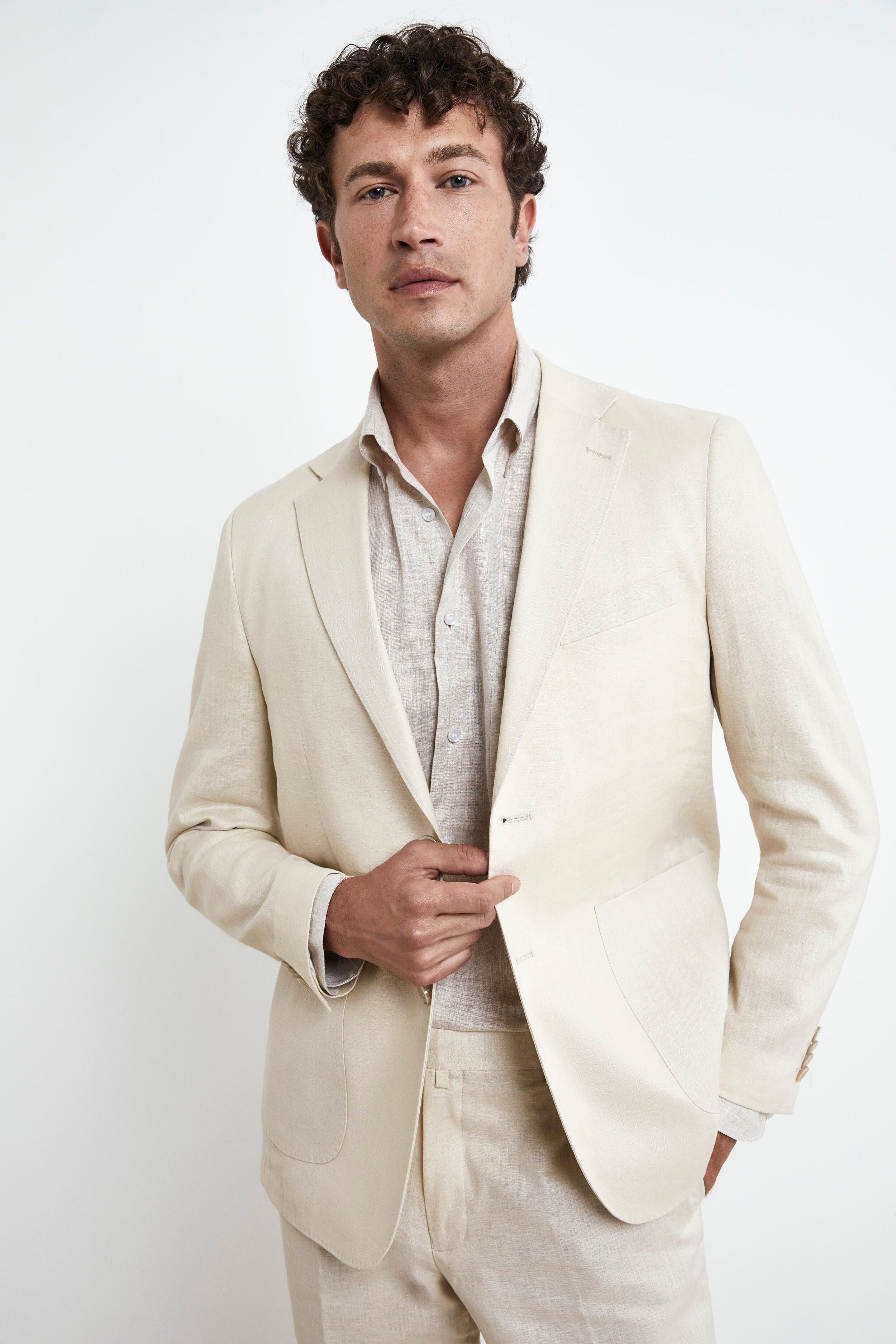 Abito Elegante in Lino - BEIGE