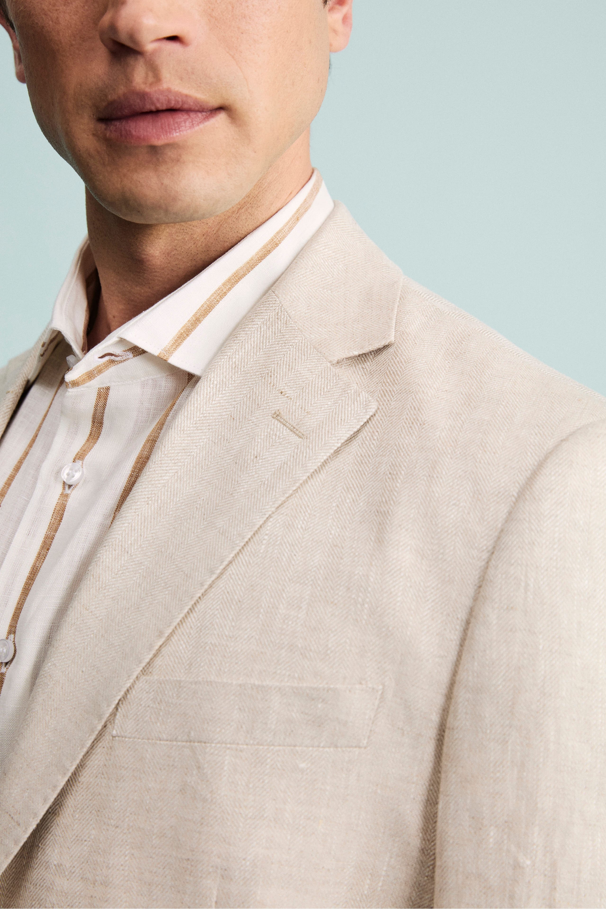 Abito Spigato Monopetto in Lino - BEIGE