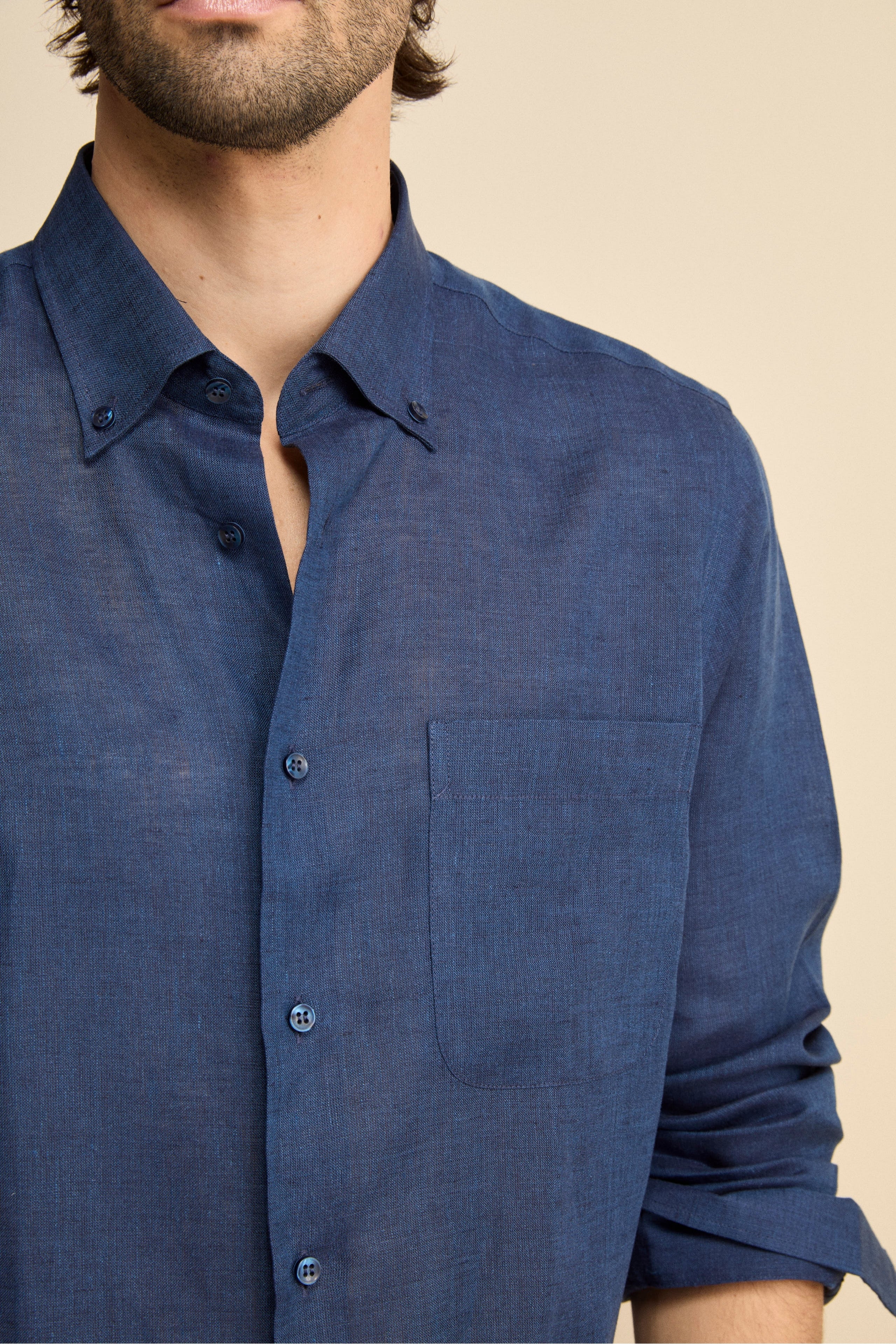 Camicia in lino regular fit - BLU