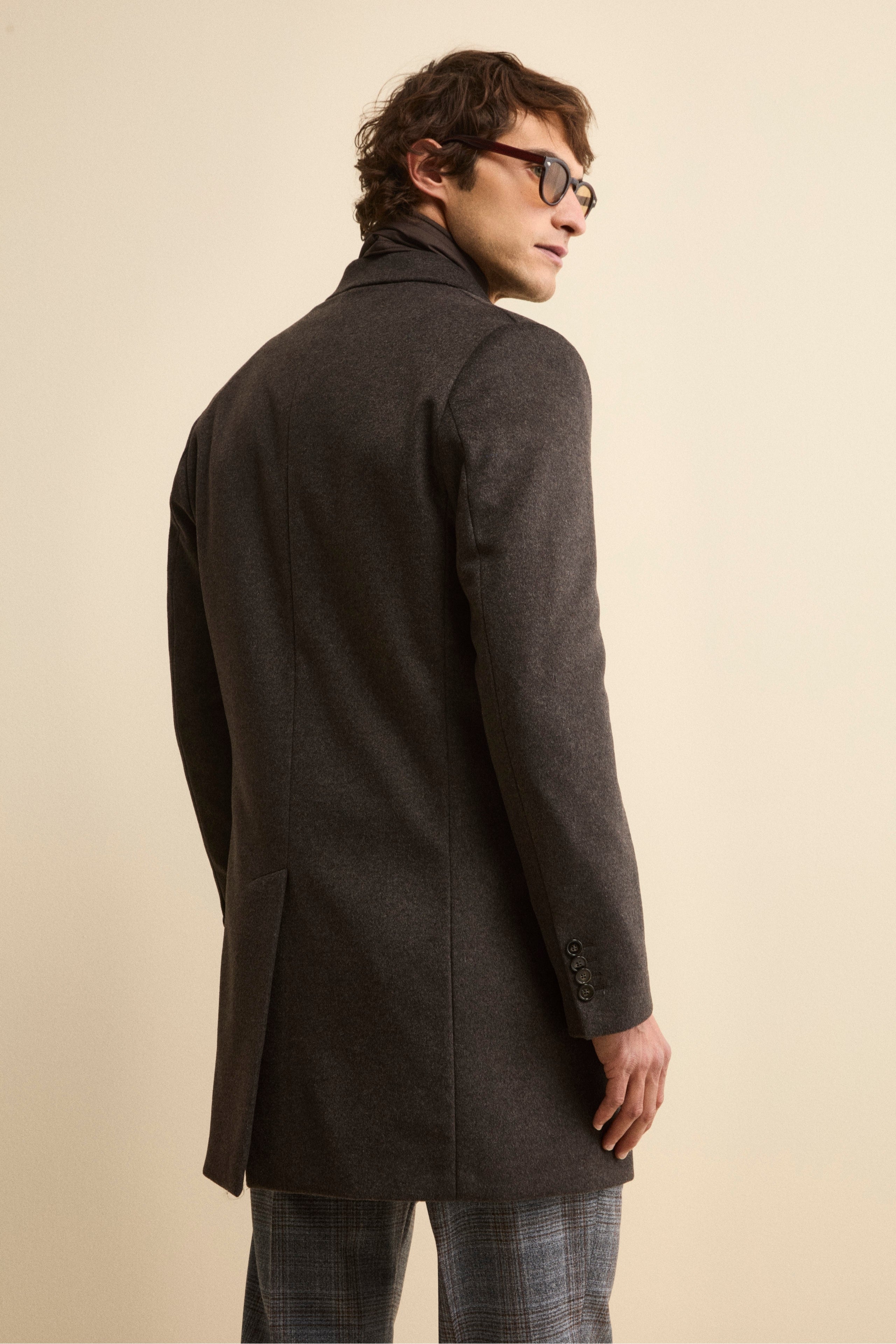 Wool and cashmere coat - brown