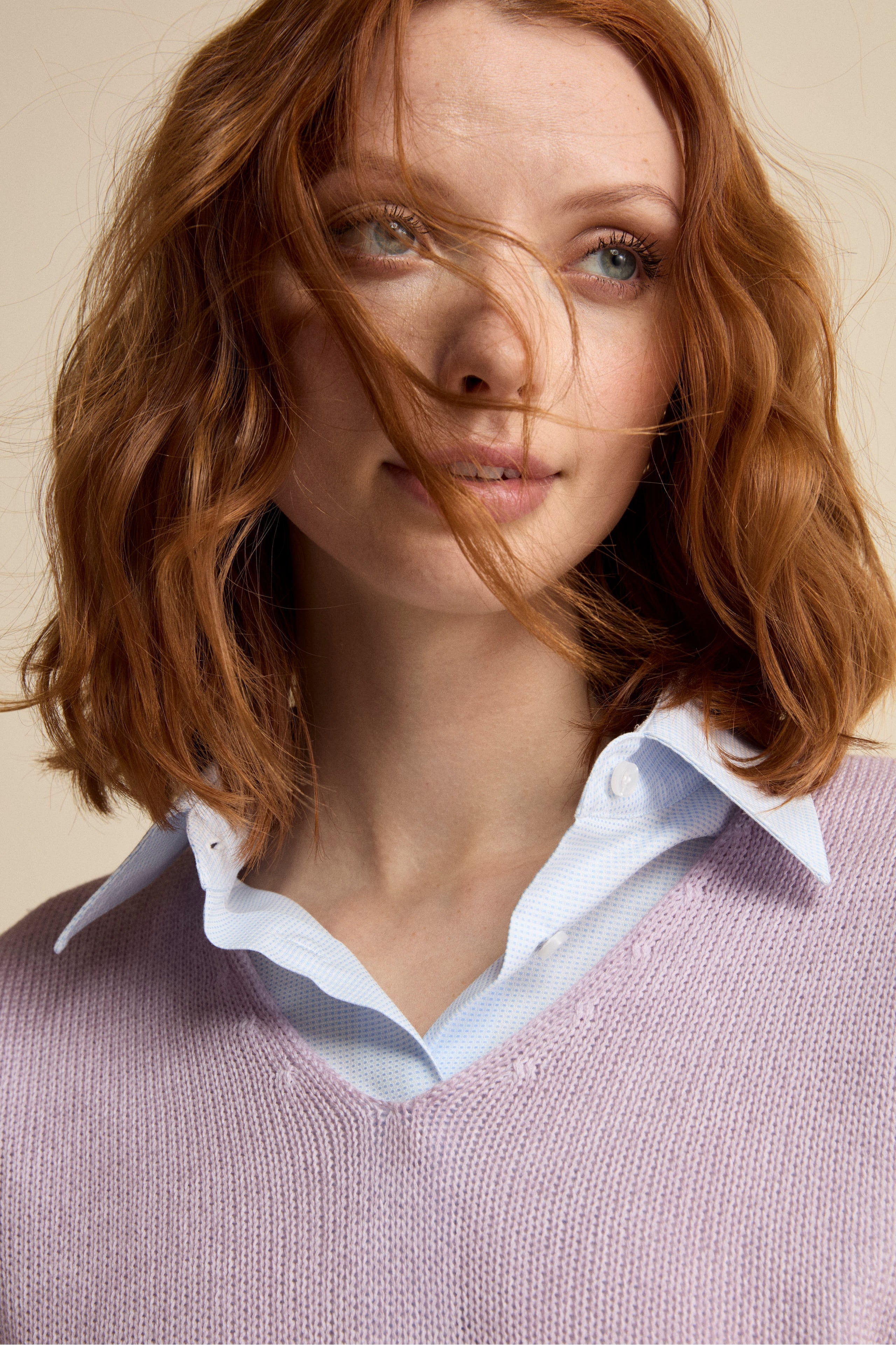 Maglia Morbida Scollo a V in Cotone - LILLA