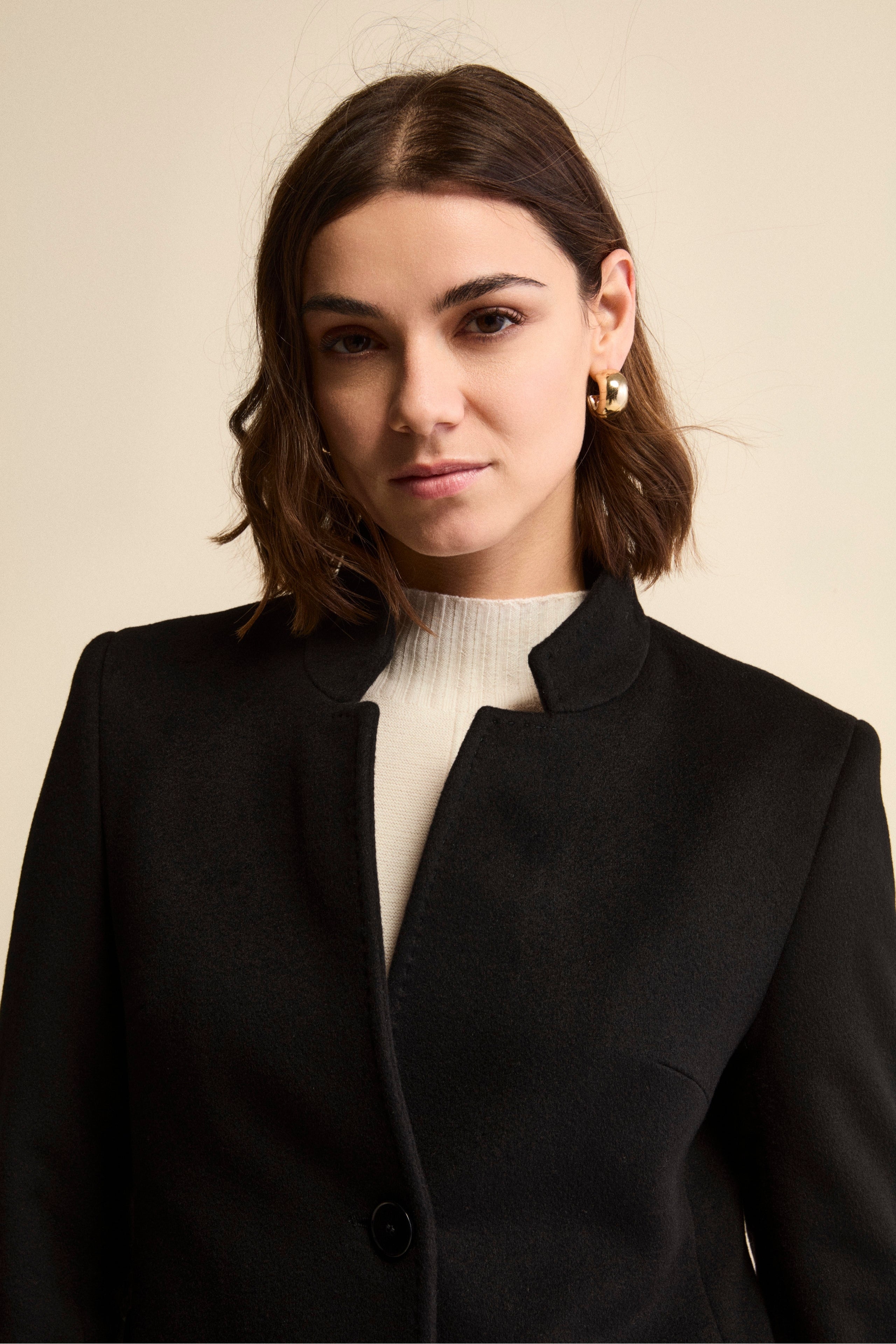 Damenmantel aus Kaschmir - SCHWARZ