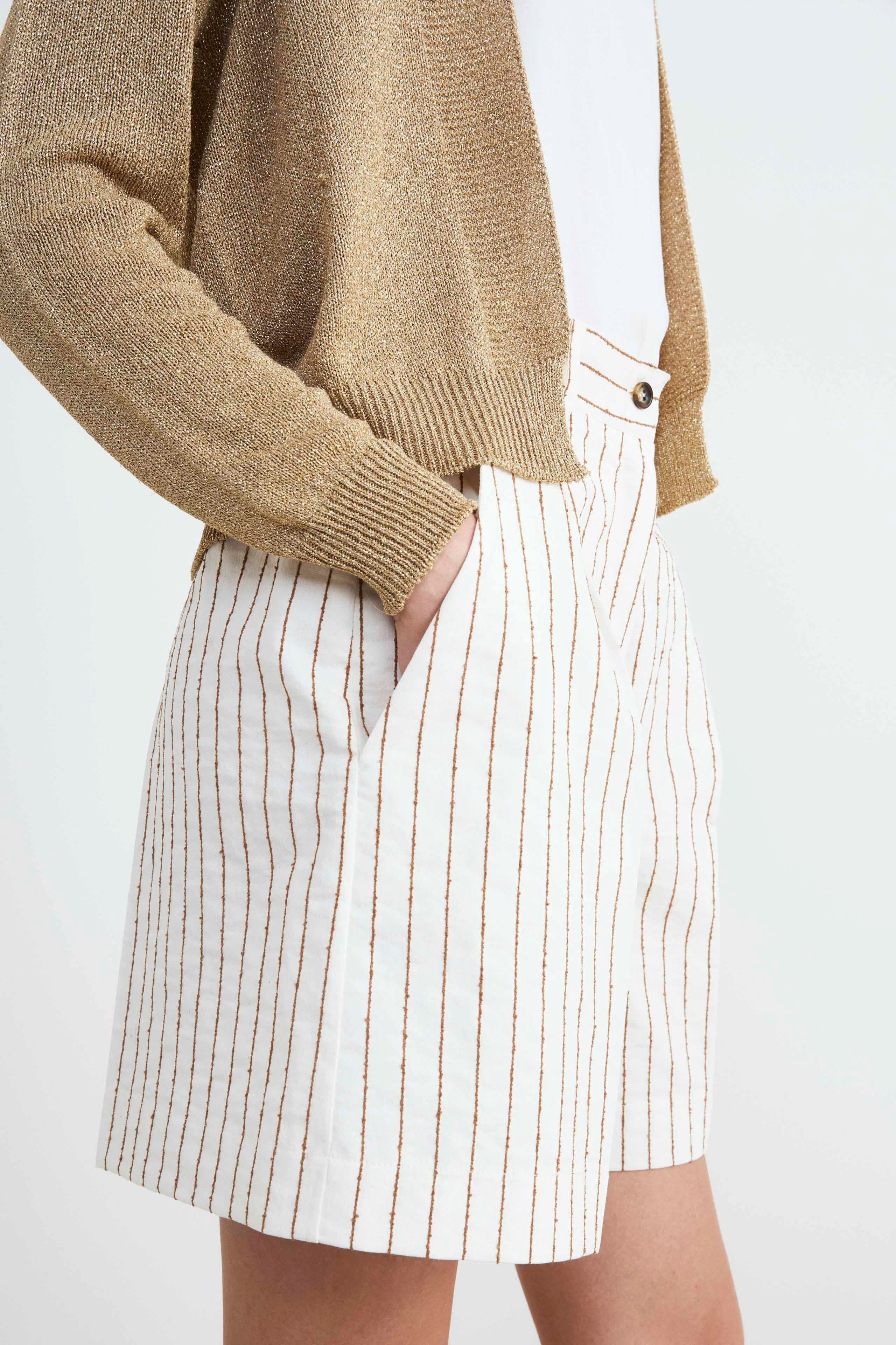 Shorts donna a righe - FANT. AVORIO