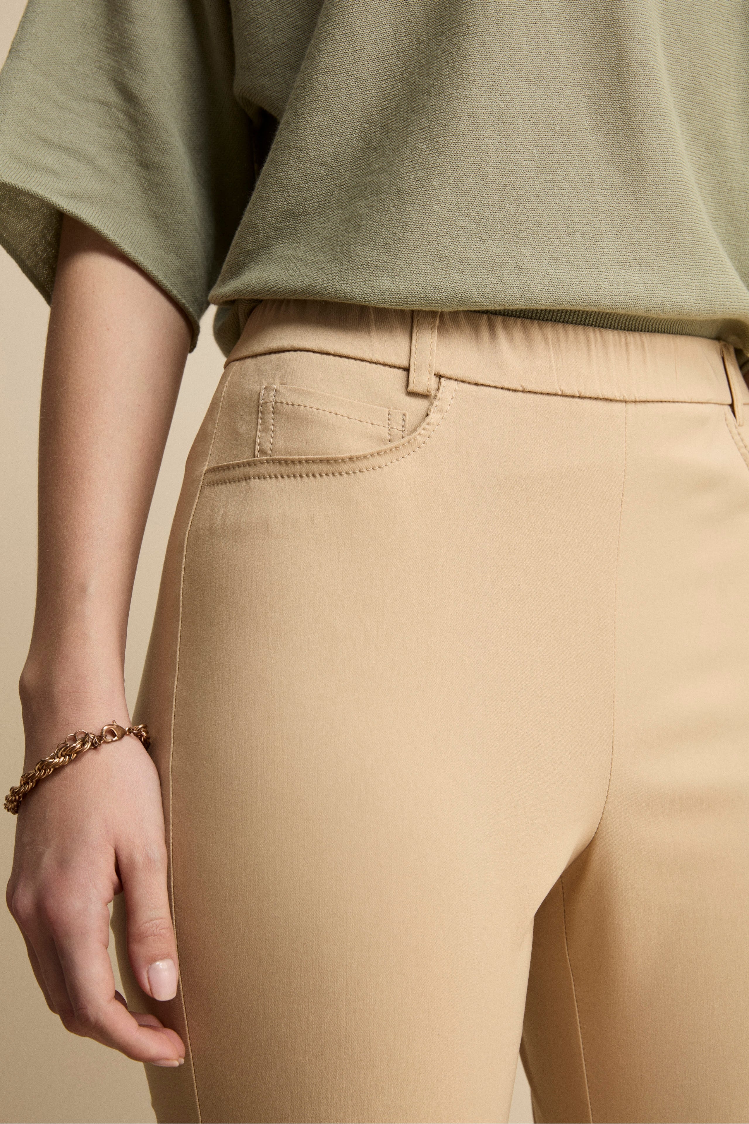 Pantalone Slim Fit in Bengalina - BEIGE