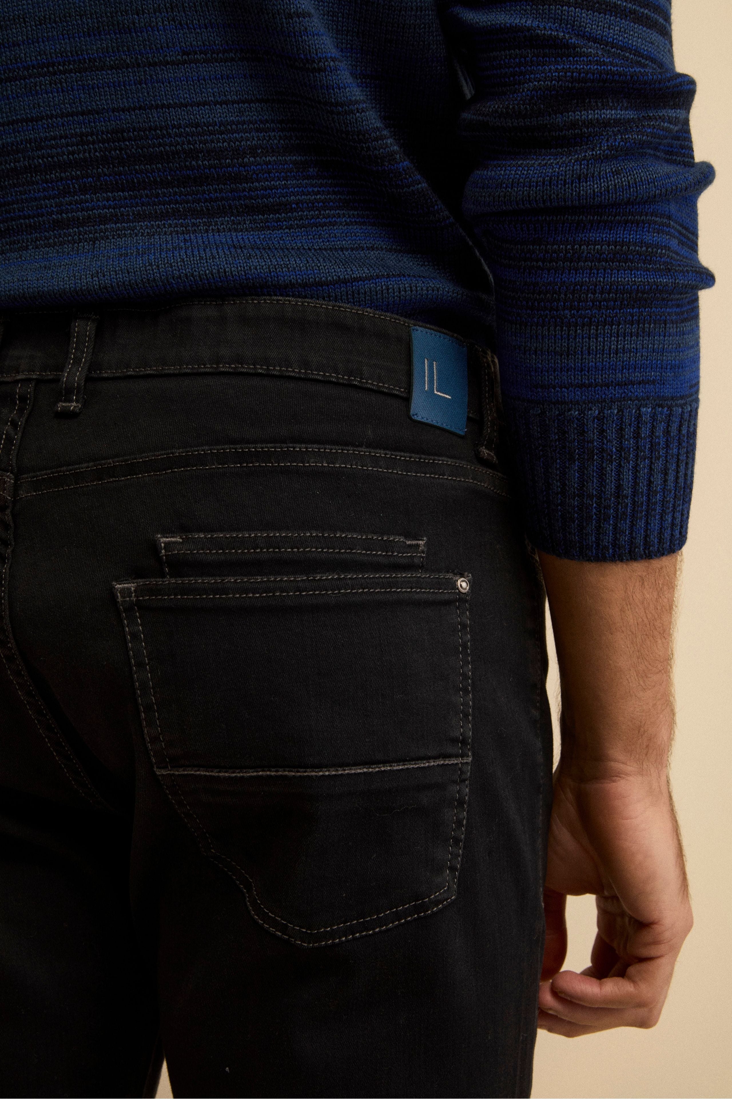 Jean slim en mélange de coton - DENIM/NOIR