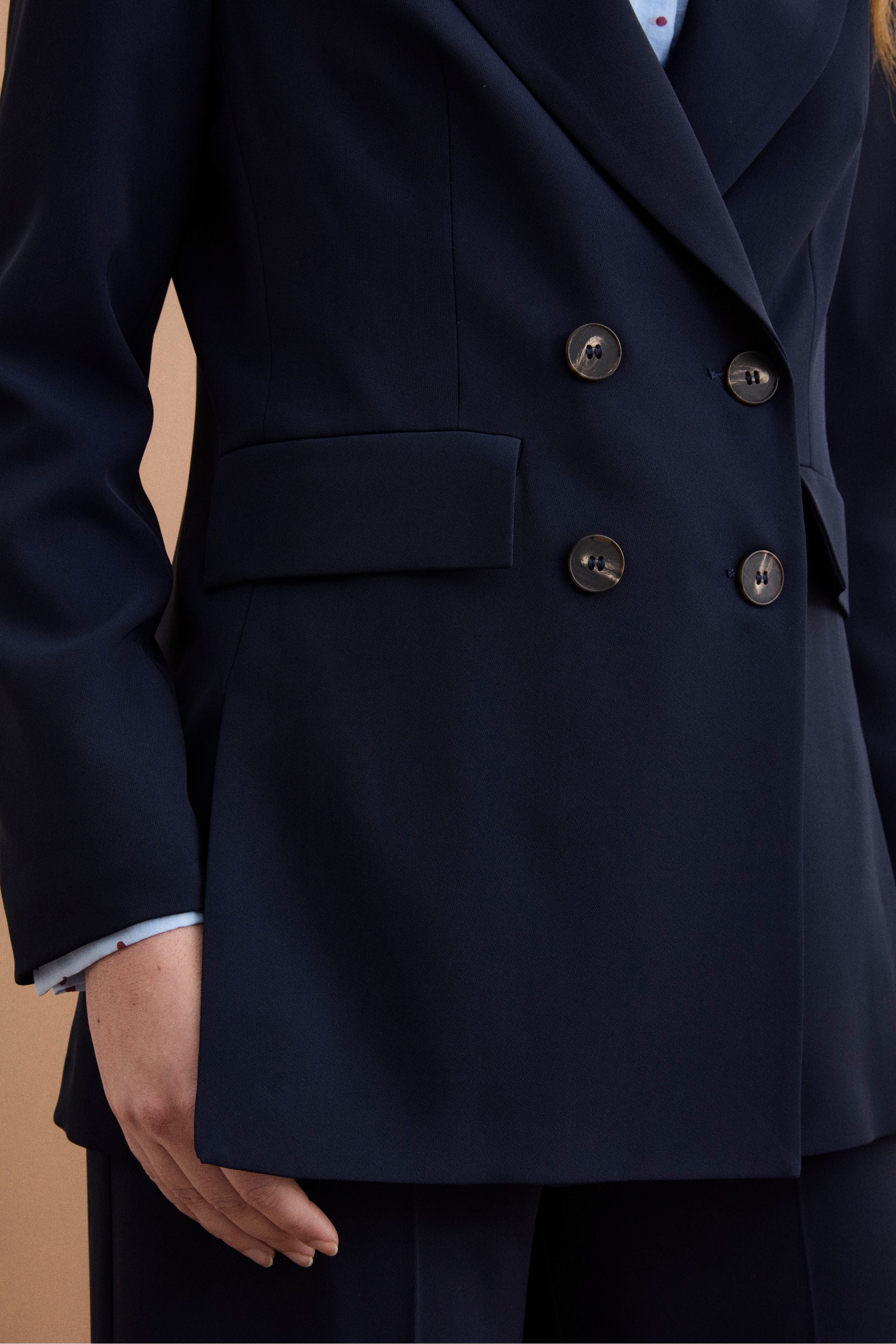 Blazer Doppiopetto Foderato in Cady - BLU