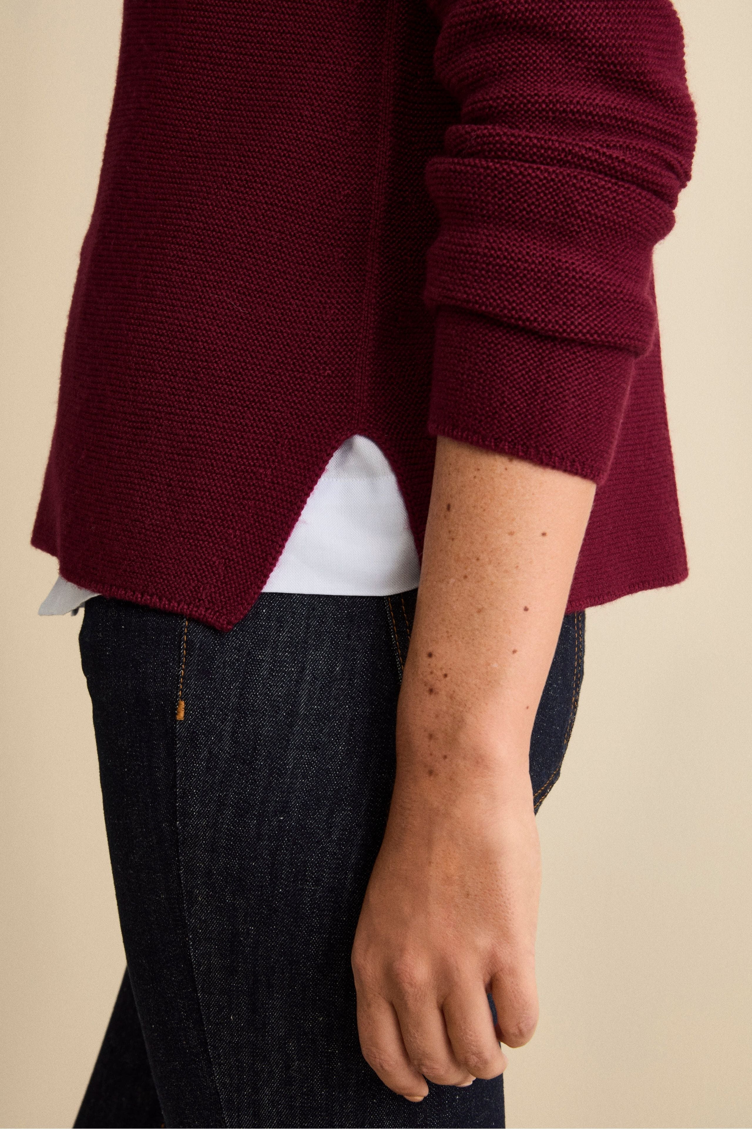 Boat Neck Sweater in Merino Wool - BURGUNDY