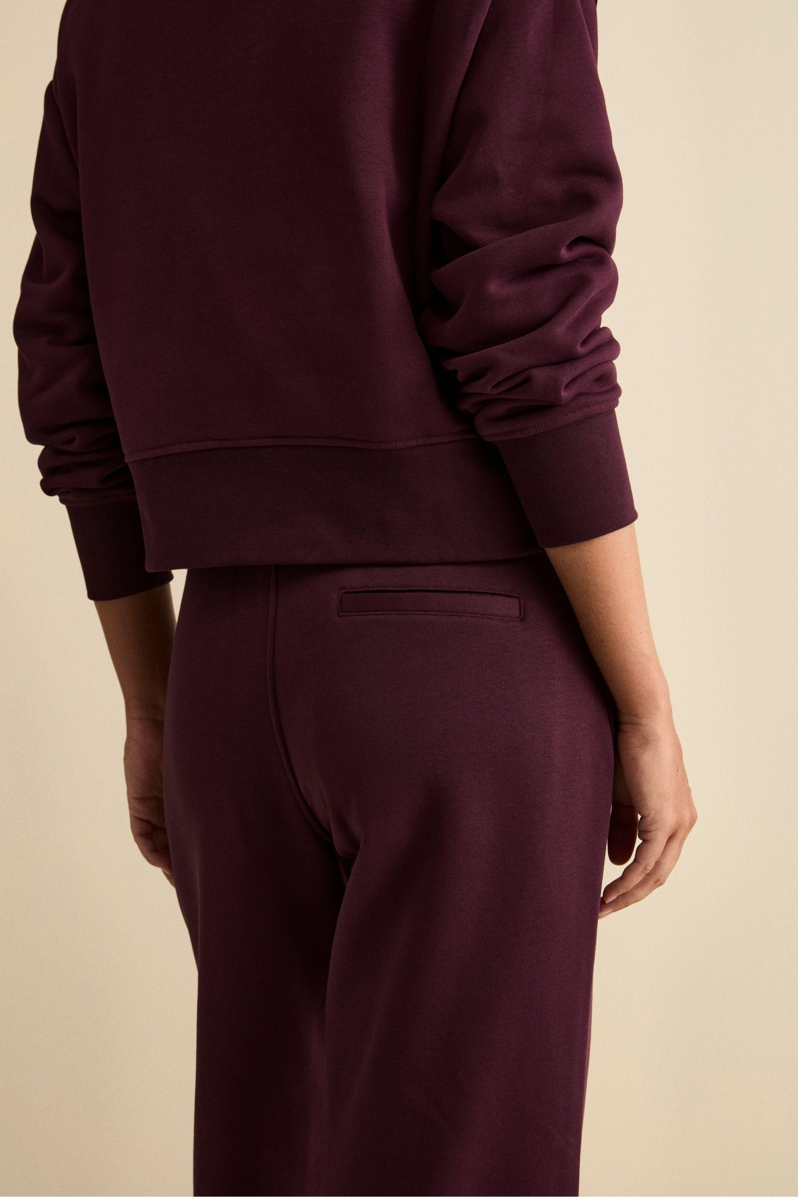 Wide-Leg Cotton Sport Trousers - Wine red