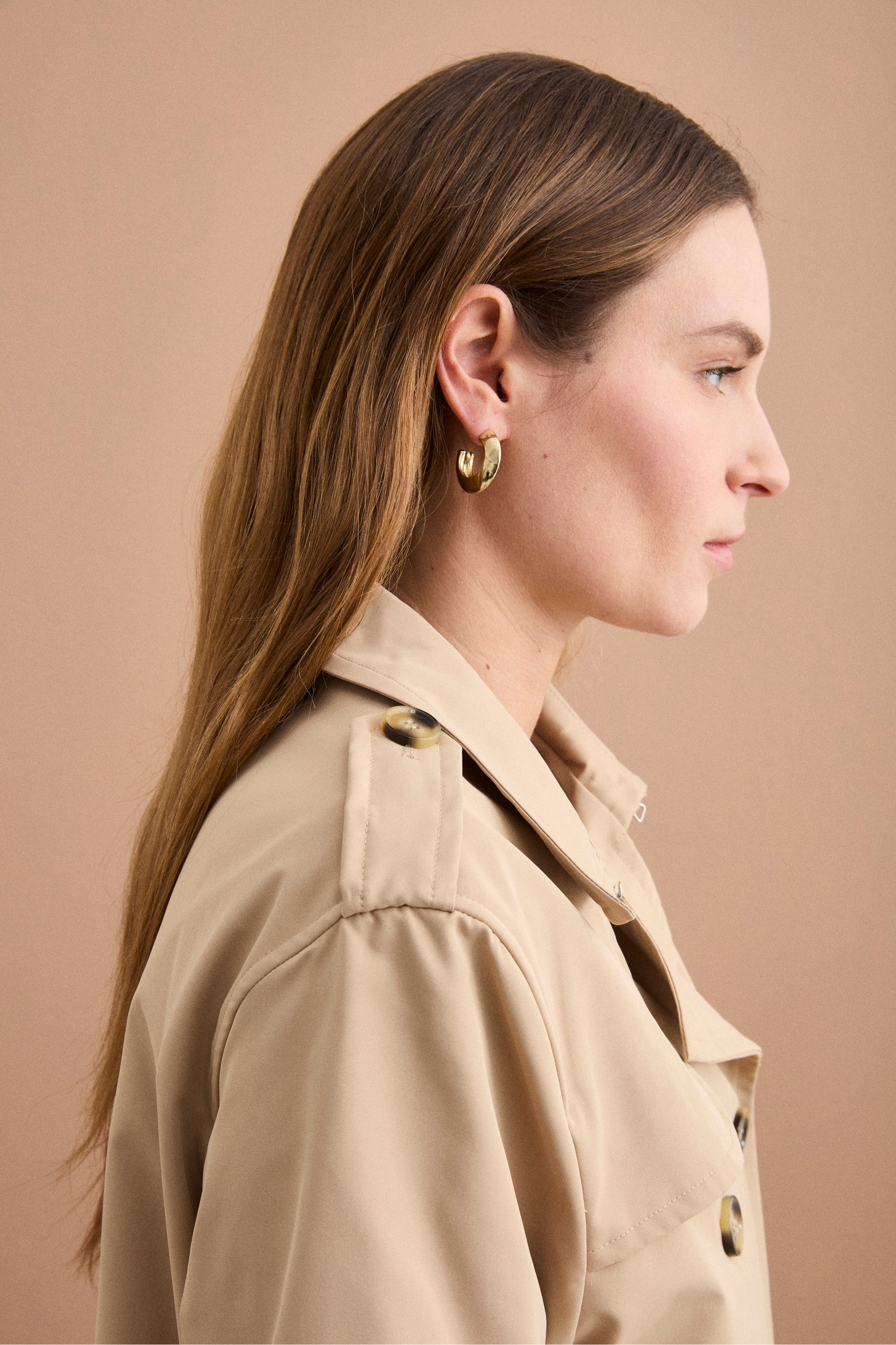 Trench Corto Doppiopetto Oversize - BEIGE