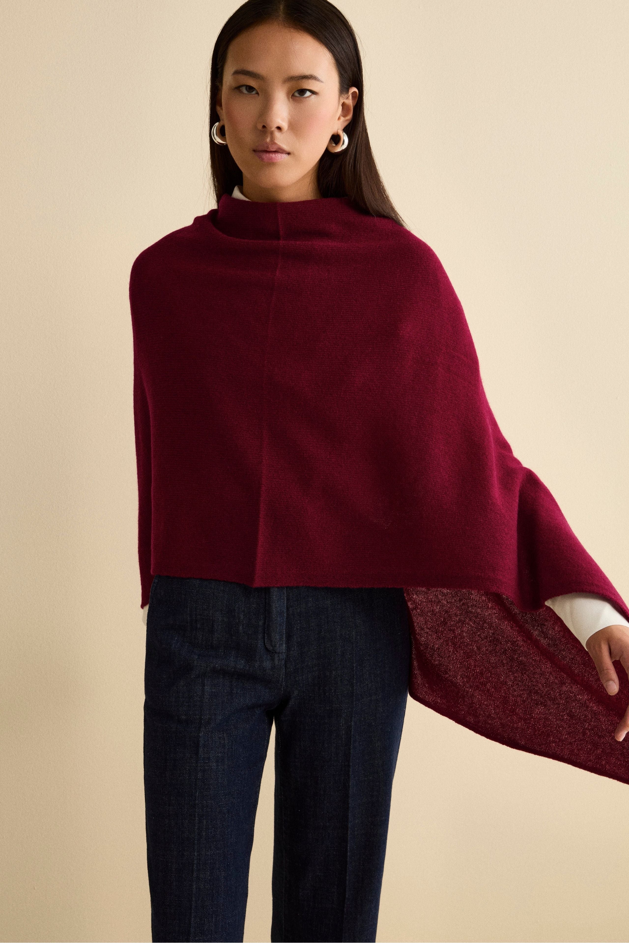 Cashmere cape - Burgundy