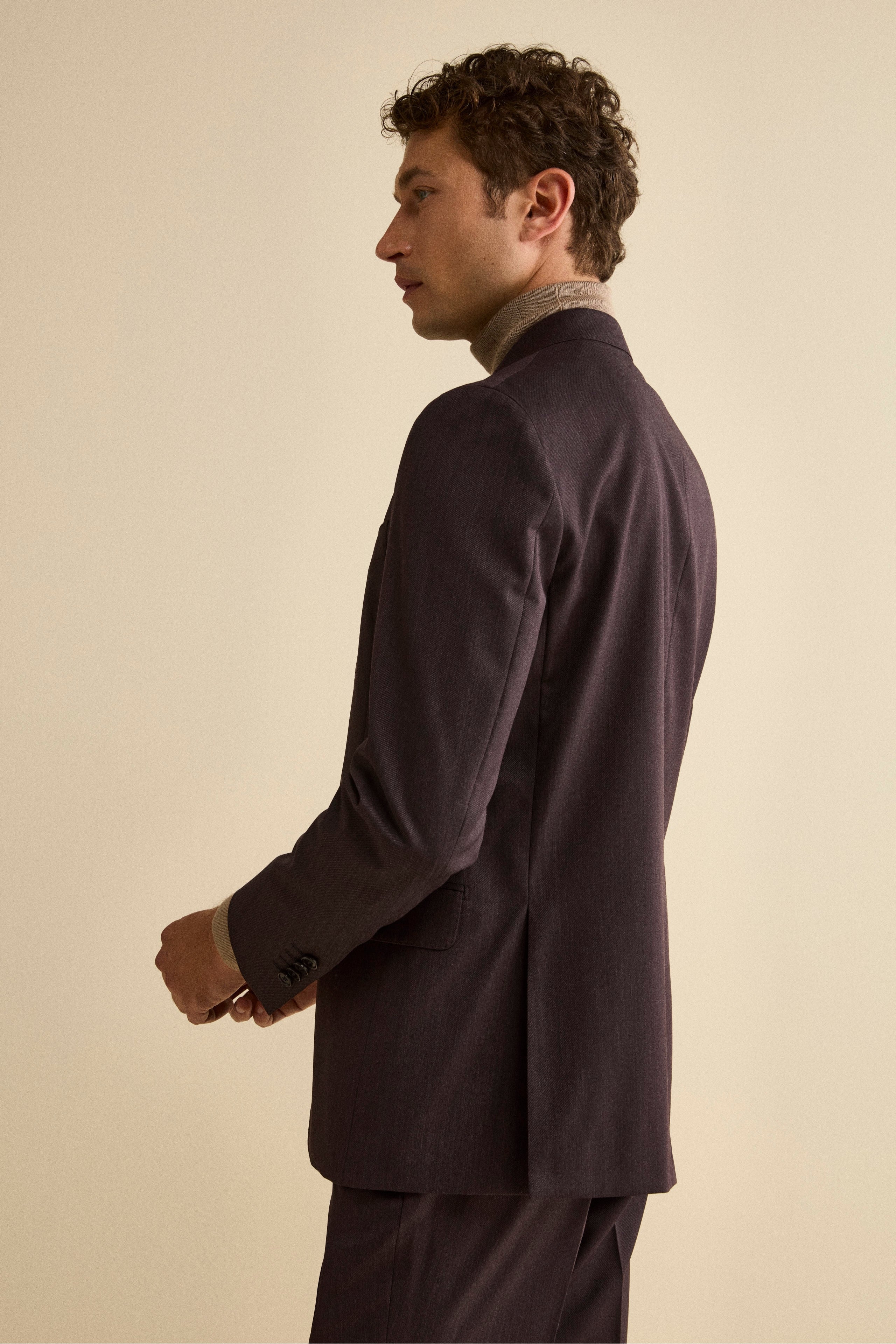 Costume droit en laine vierge Regular Fit - Pourpre foncé