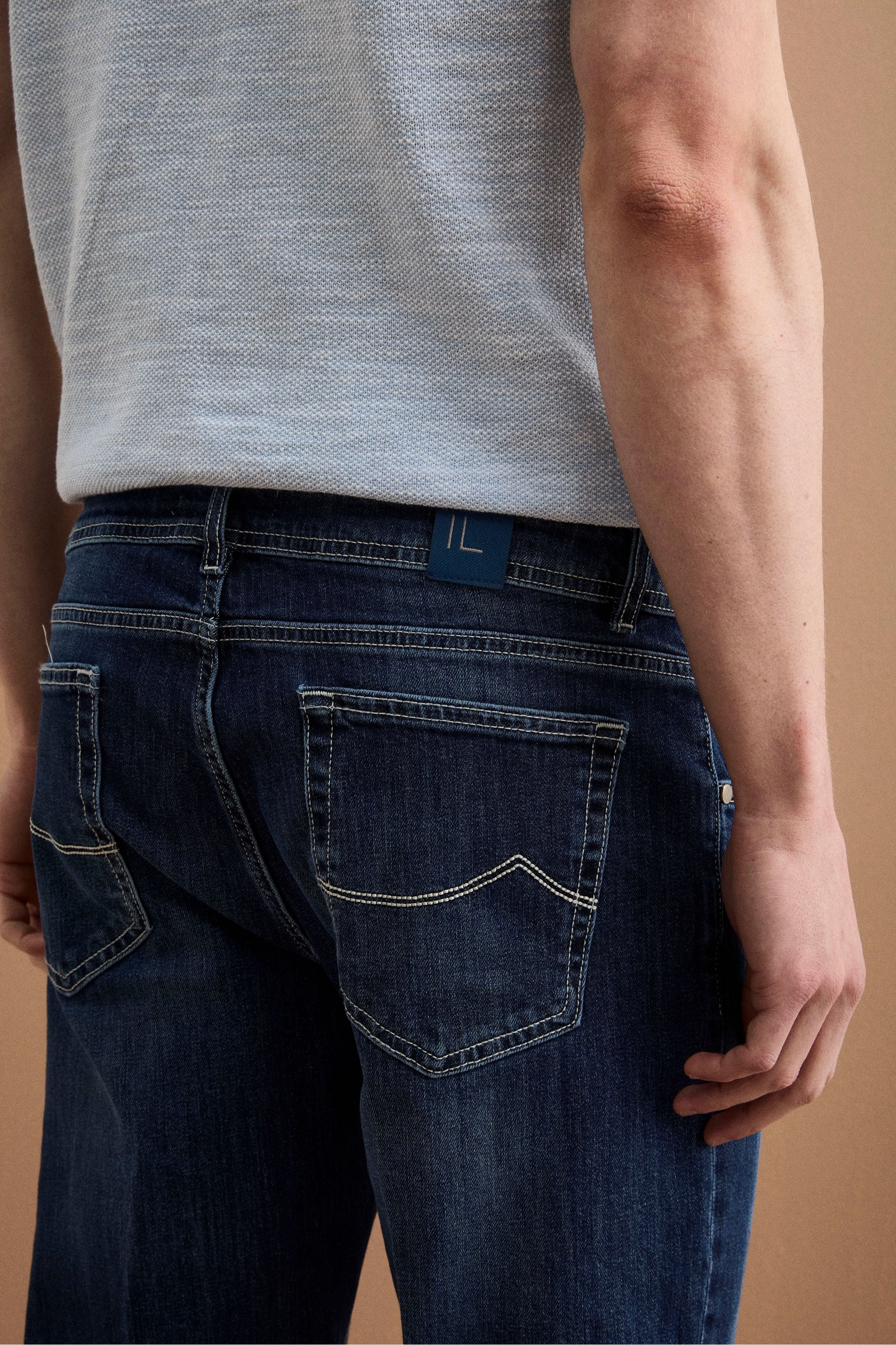 Herren Slim-Fit Five-Pocket-Jeans mit Umschlag - DENIM