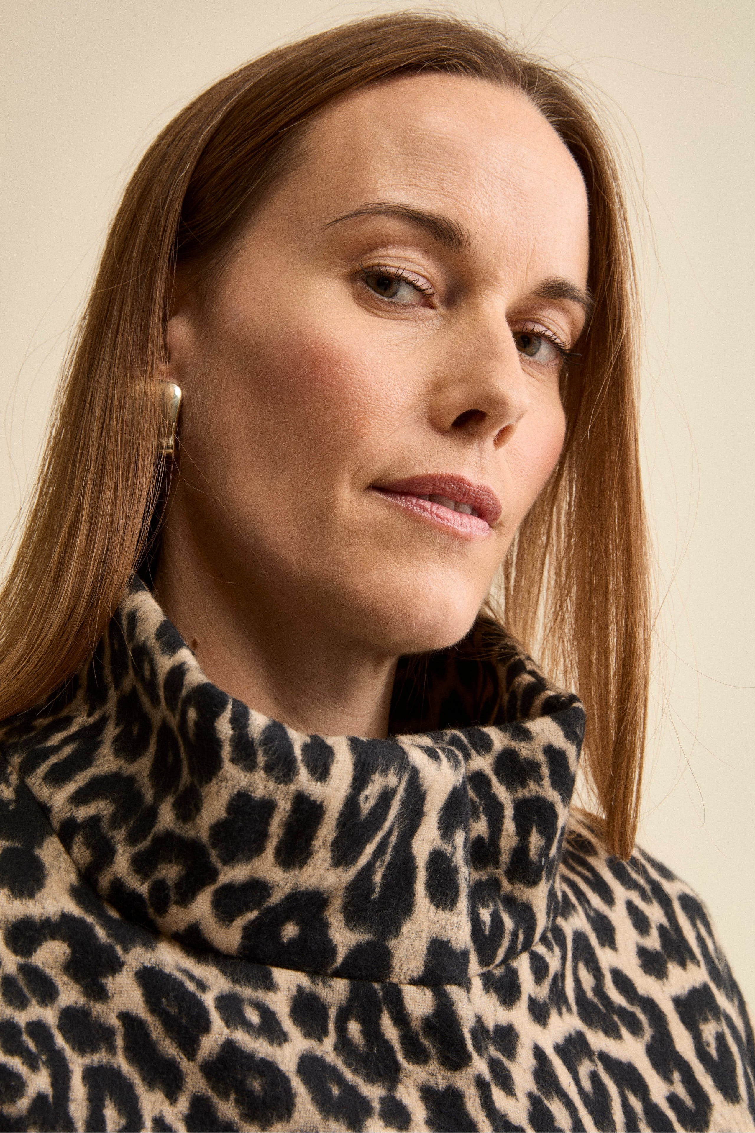 Short Flared Animal-Print Coat - -