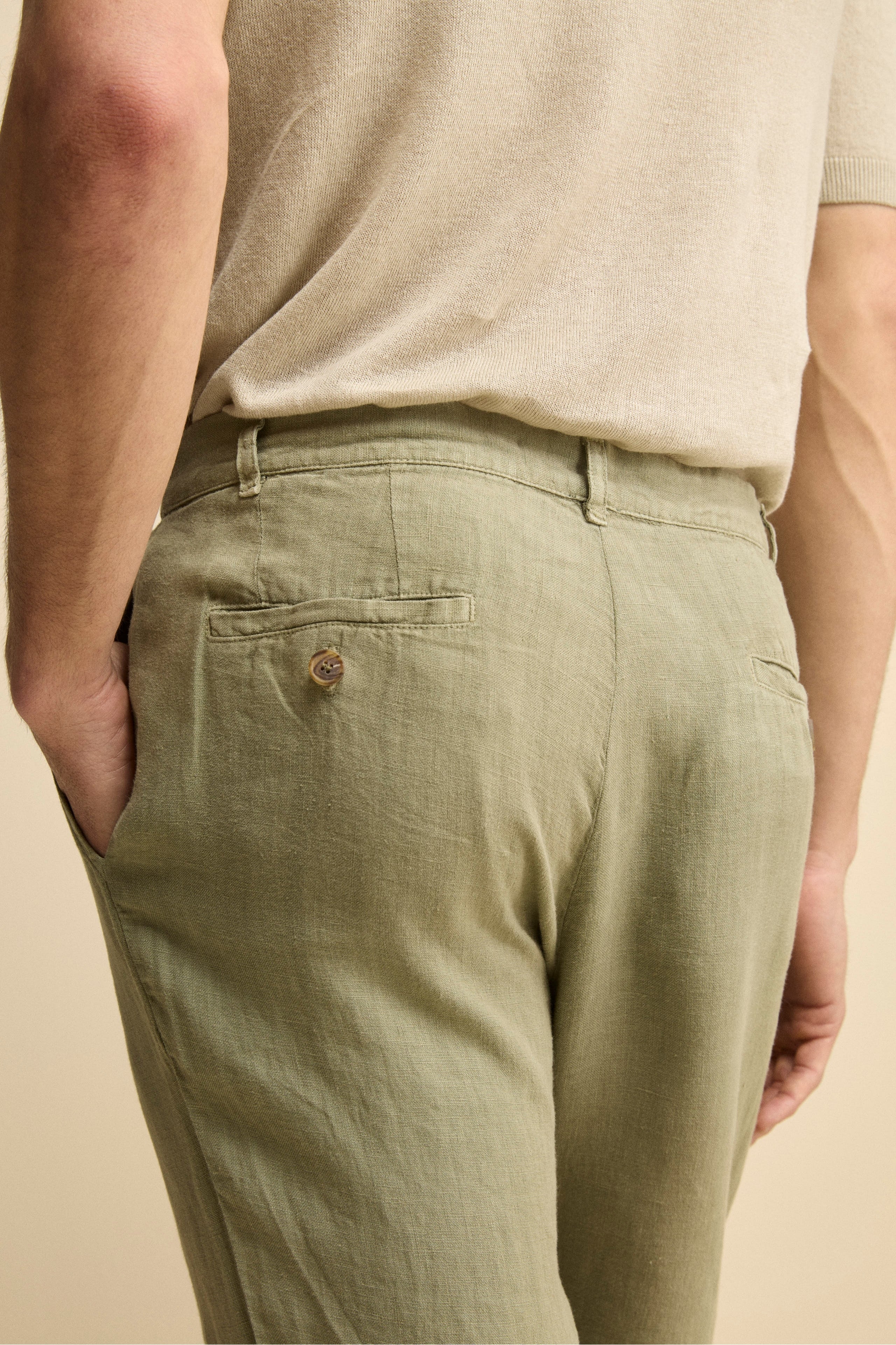 Pantalone Morbido in Lino - VERDE MILITARE