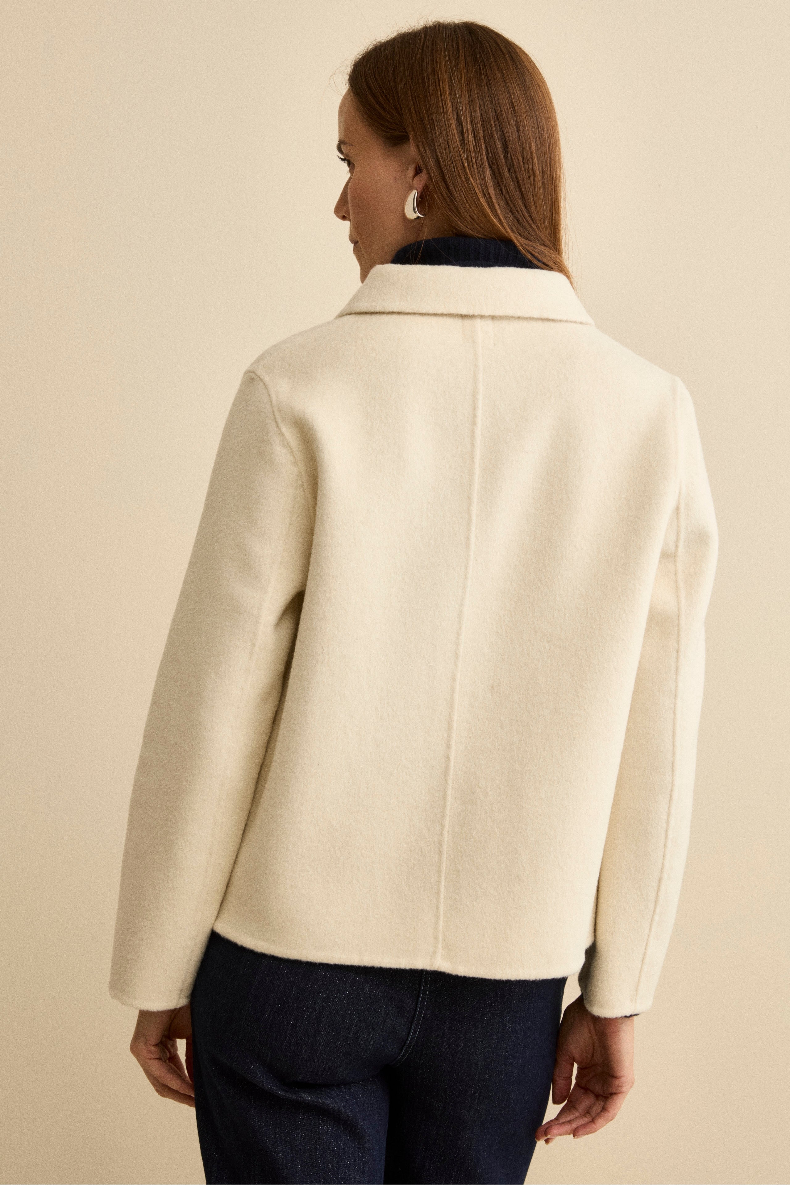 Short Unlined Wool-Blend Coat - CREAM