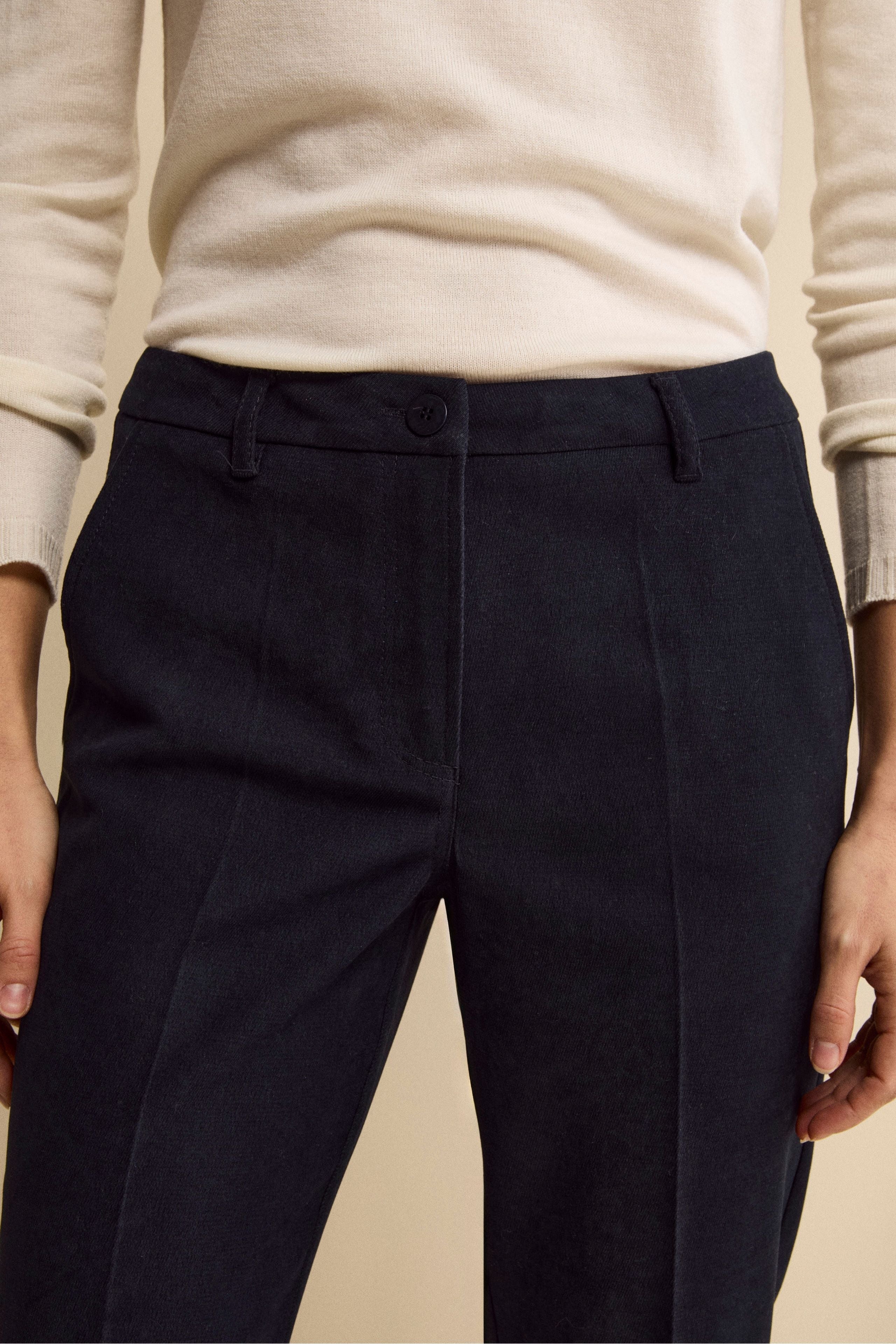 Regular-Fit Cigarette Trousers in Velvet - BLUE