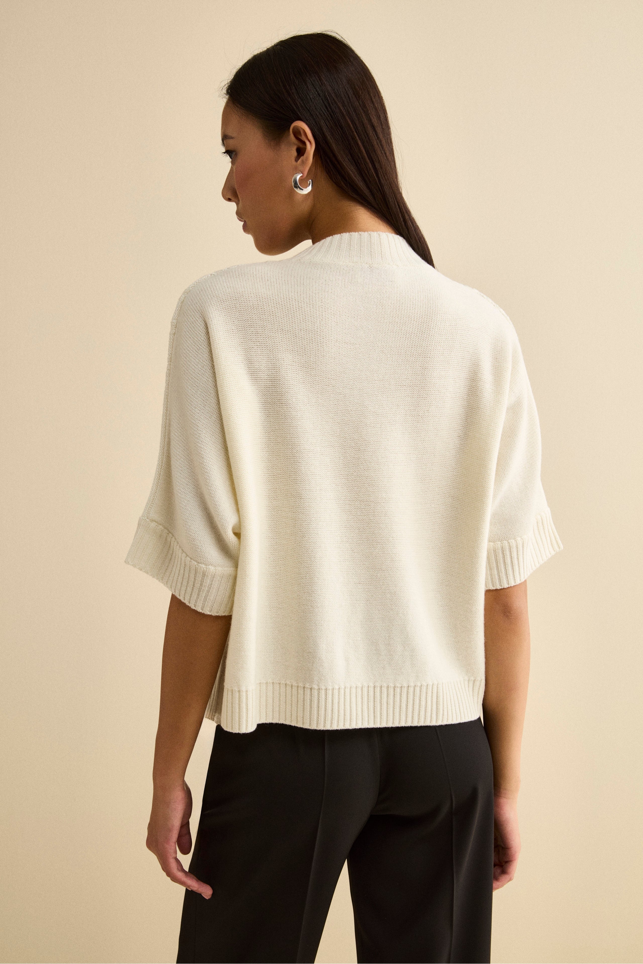 Short-Sleeve Crewneck in Merino Wool - ECRU