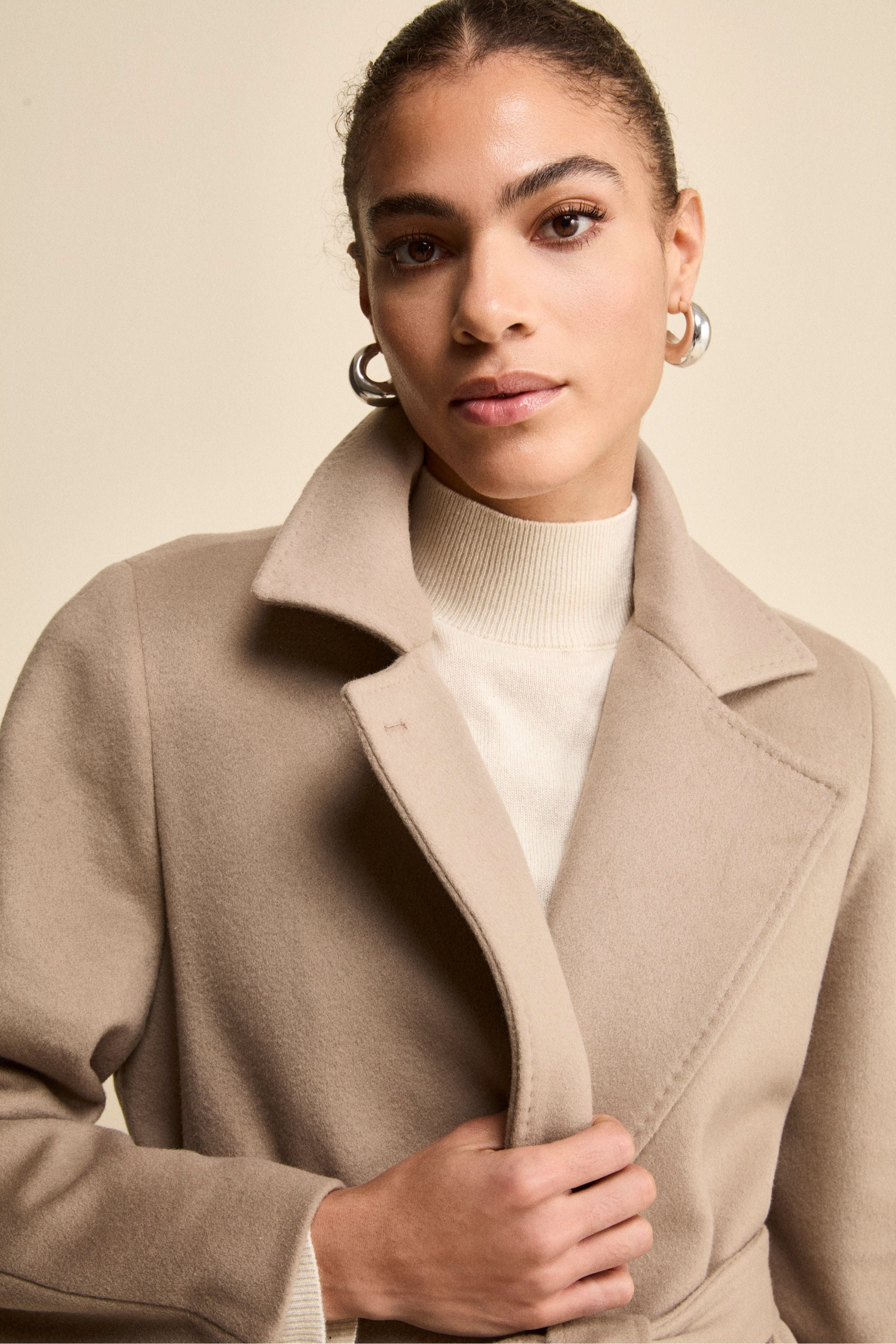 Long coat in wool and cashmere - Brown