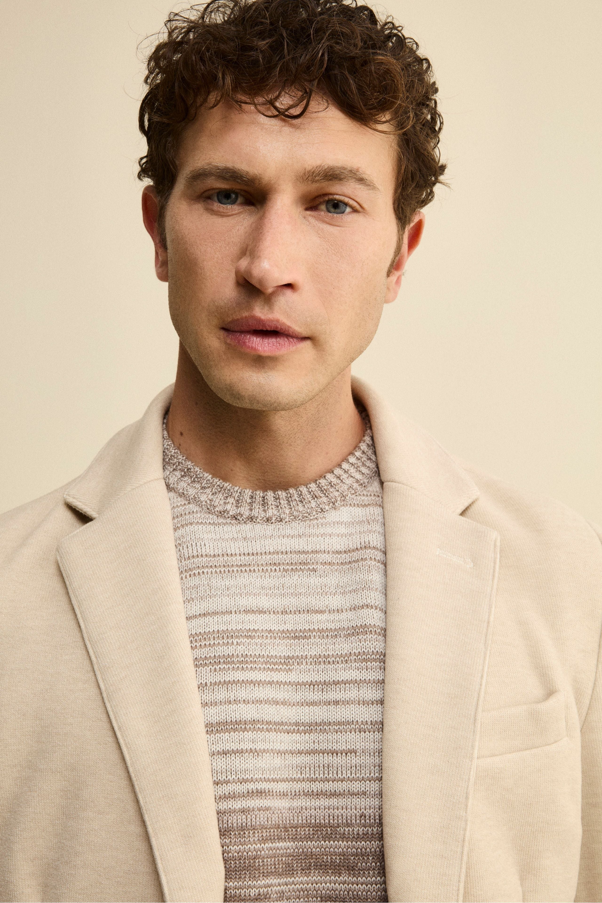 Ungefüttertes Einreiher Jersey Sakko - Natürlich