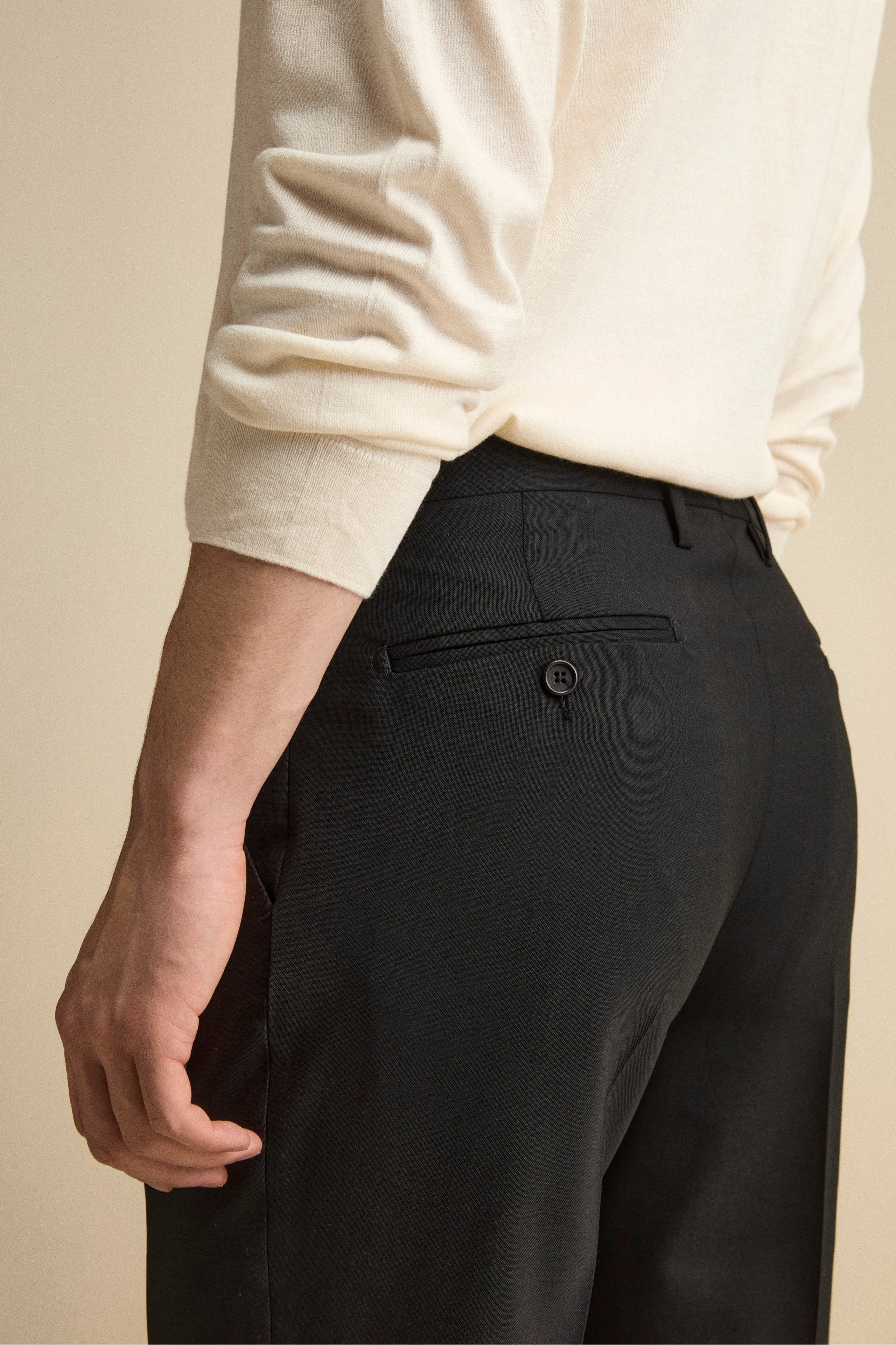 Elegant Slim-Fit Wool Trousers Drop 8 - BLACK