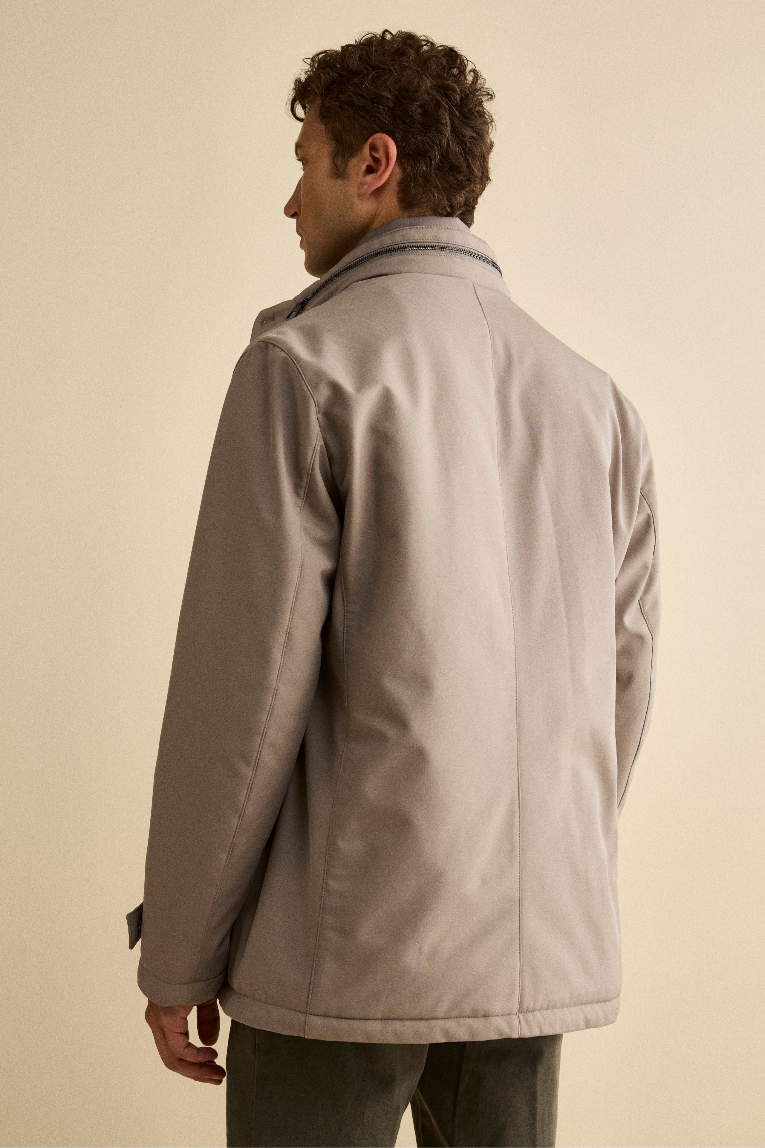 Winter Coat with Removable Bib and Detachable Hood - Sand brown