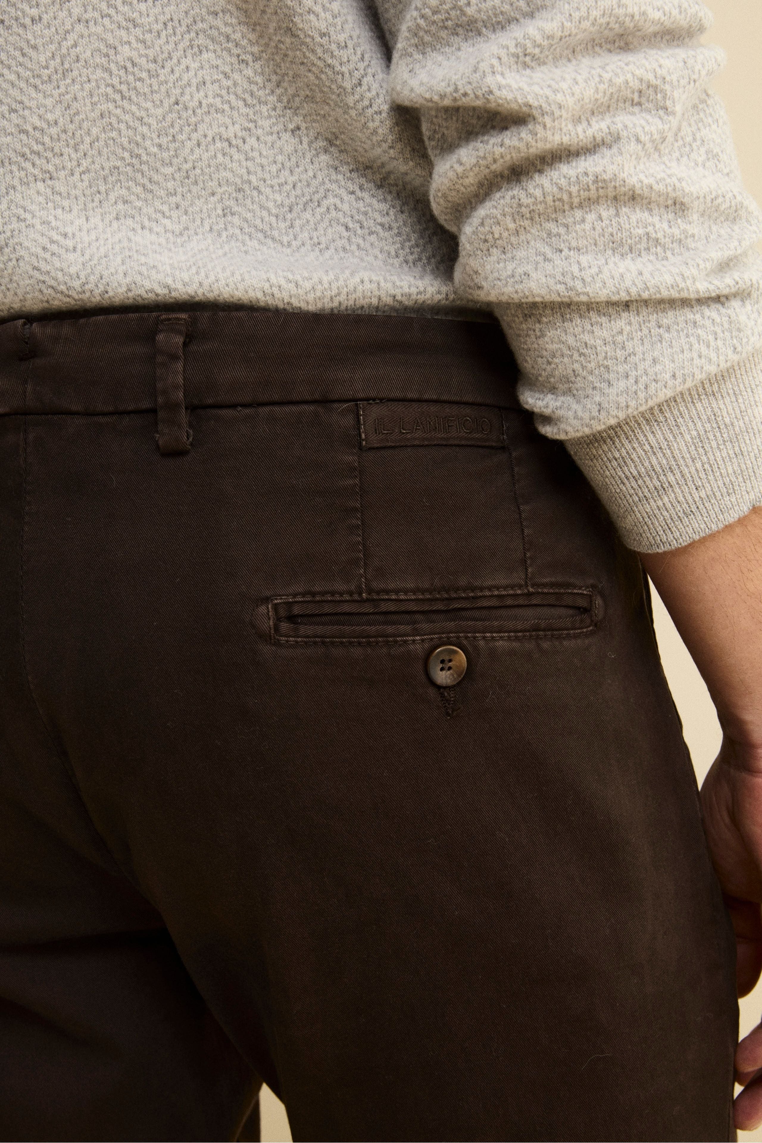 Slim Fit Stretch Gabardine Trousers - brown