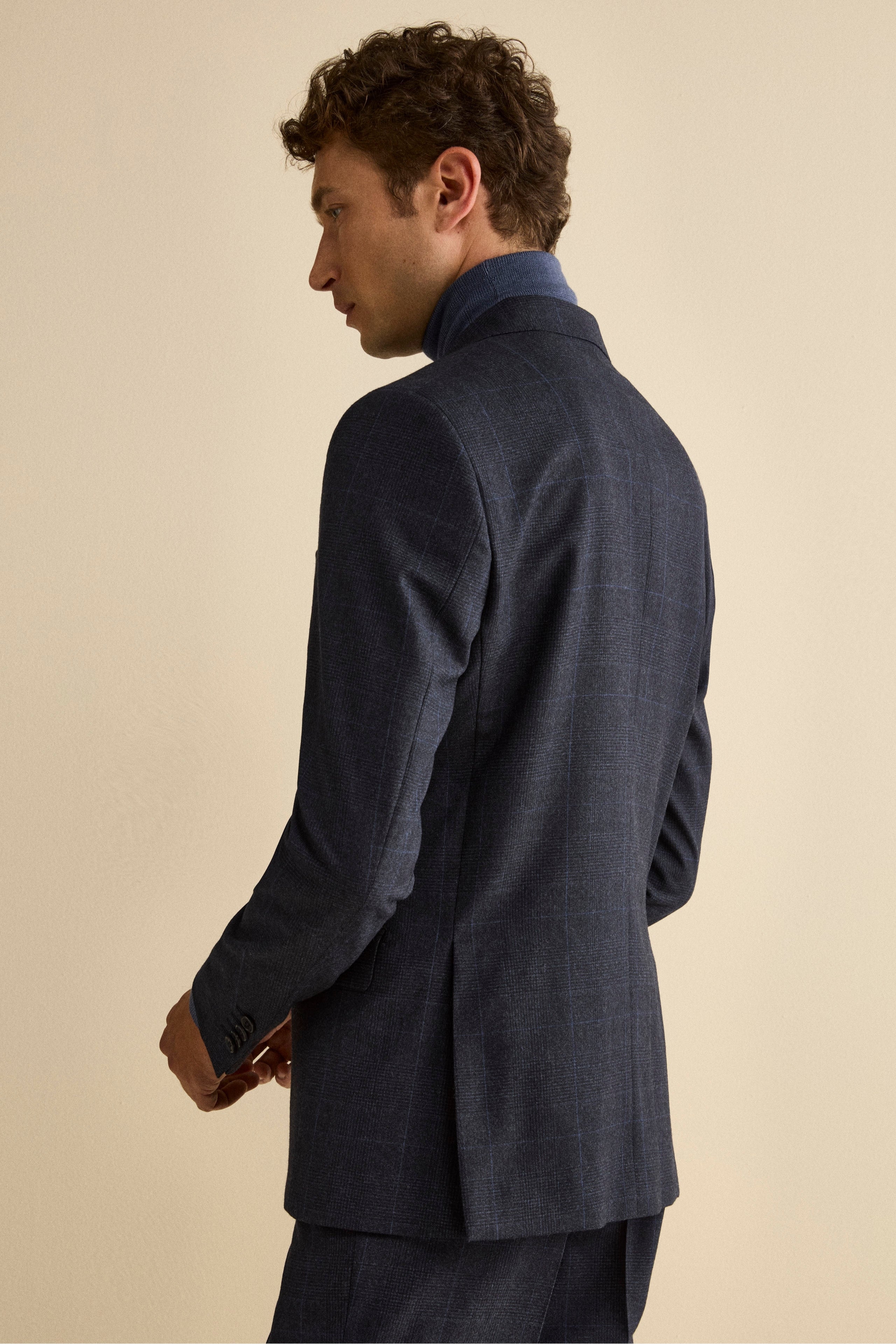 Virgin Wool Slim Fit Suit with Notch Lapel - -