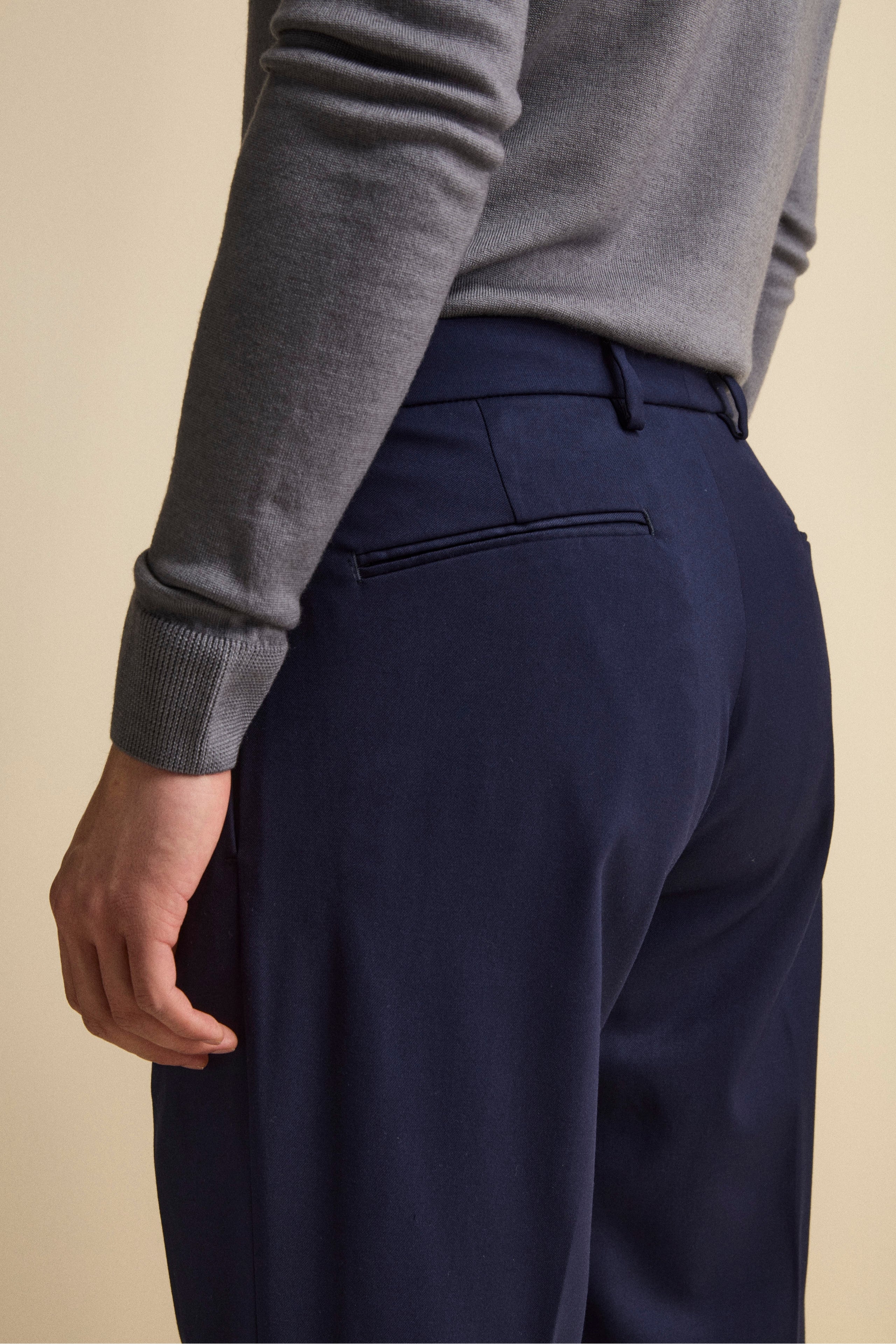 Straight-Leg Wool-Blend Trousers with Pleats and Cuffed Hem - BLUE