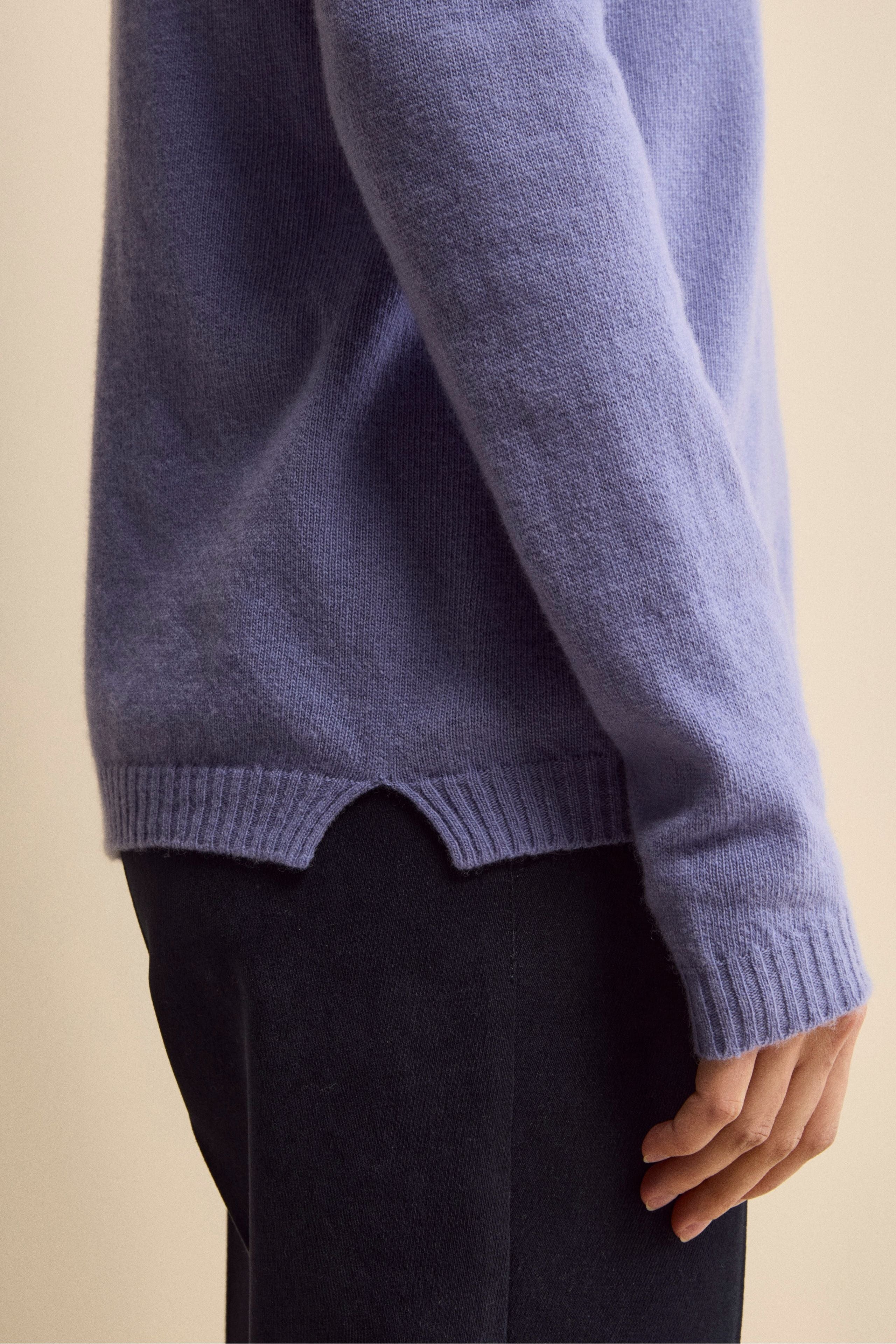 Soft Collar Cashmere Wool Sweater - Lavender