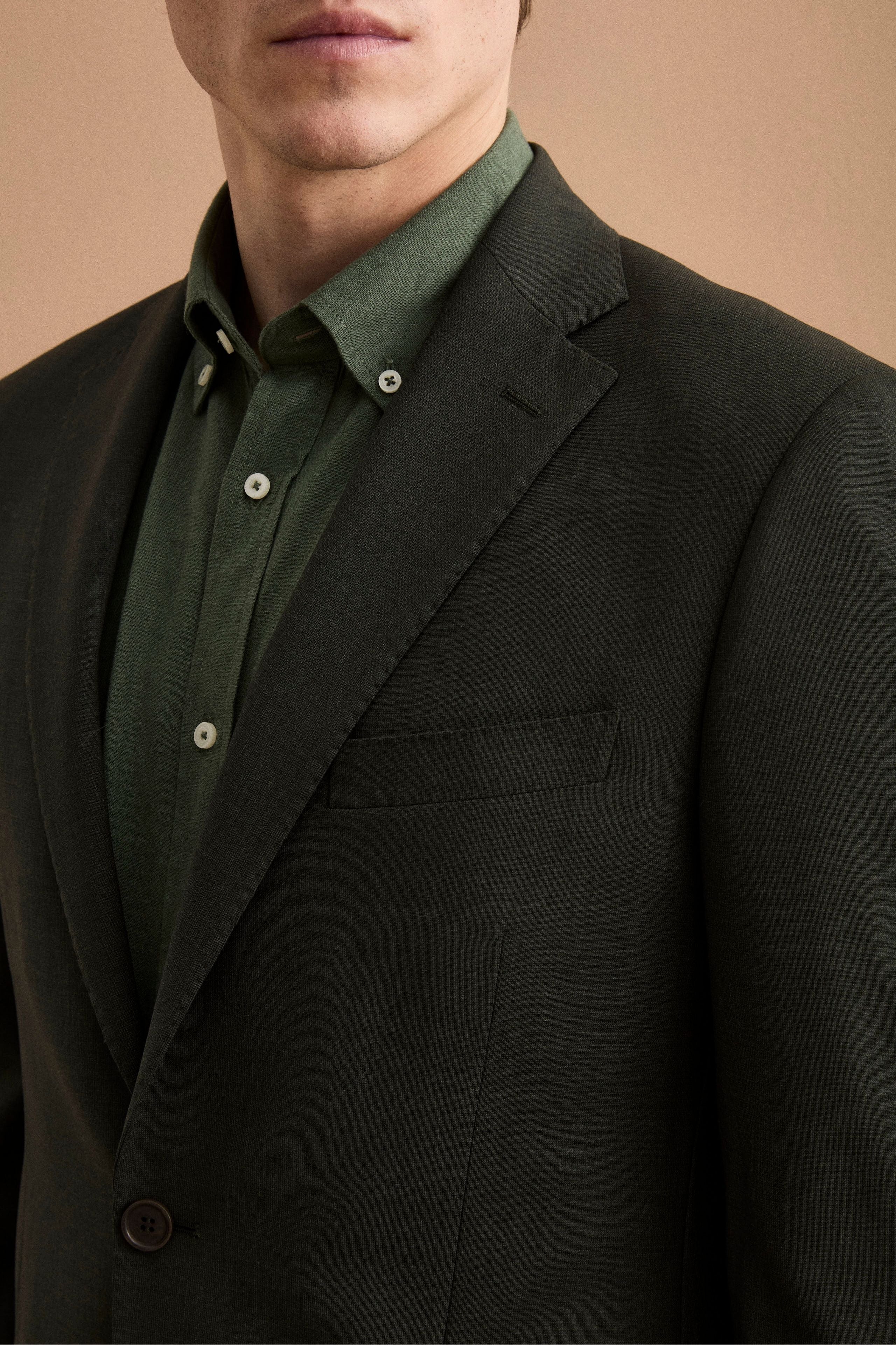 Herren Einreihiger Vollgefütterter Anzug aus Schurwolle - GRÜN