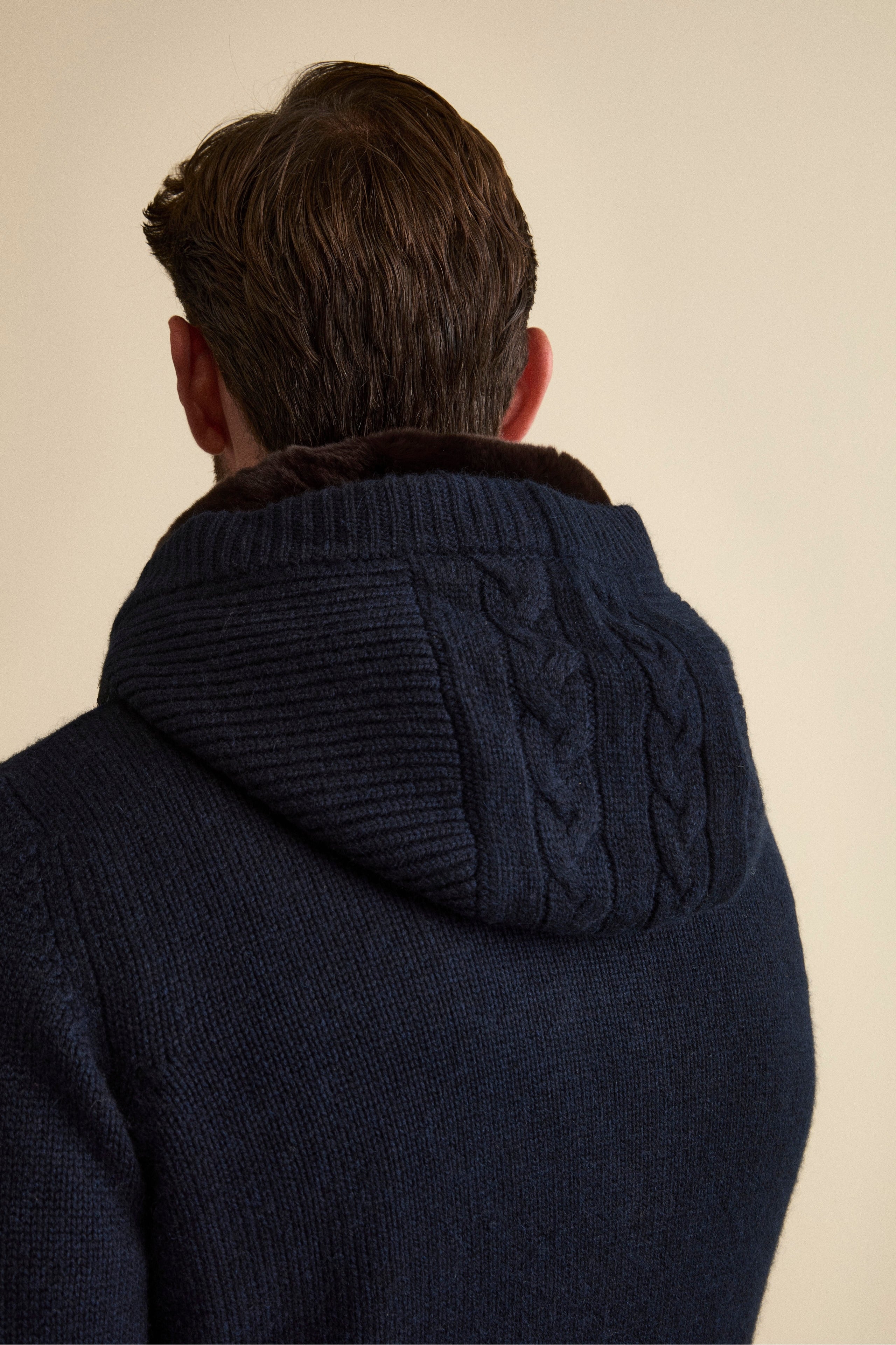 Cashmere Bomber with Hood and Fur - BLUE