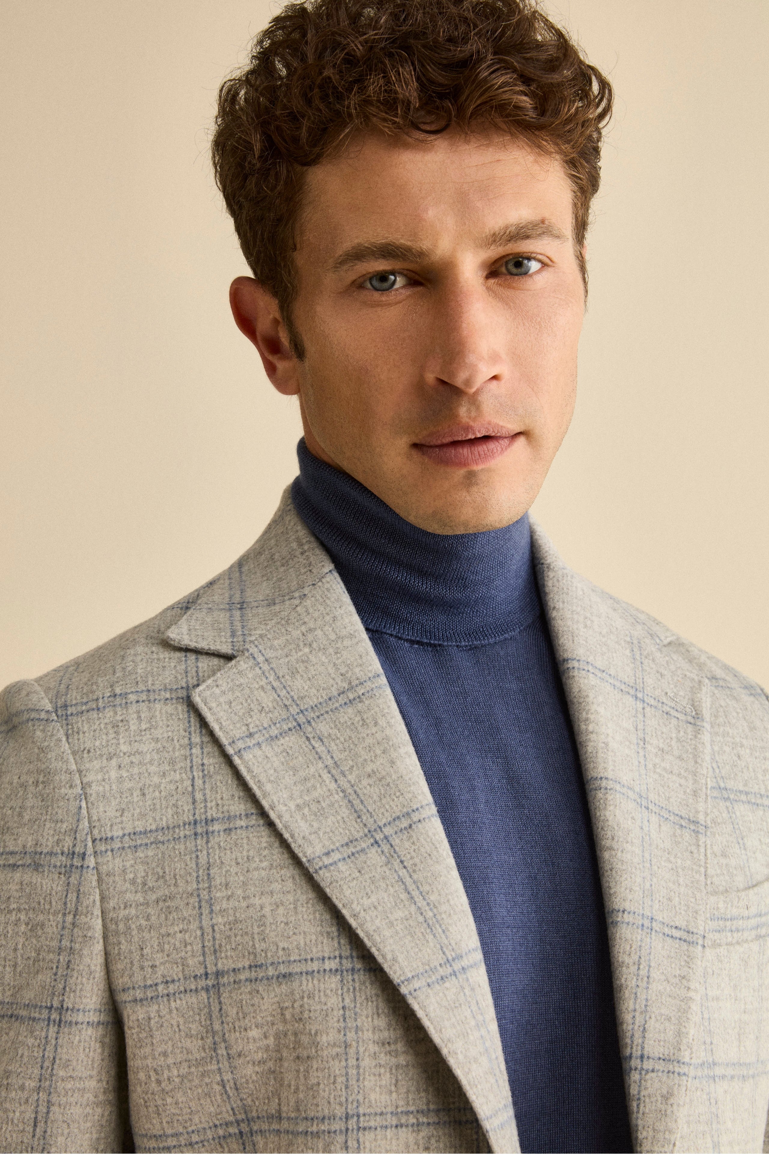 Unstructured Check Jacket in Wool Blend - PEARL